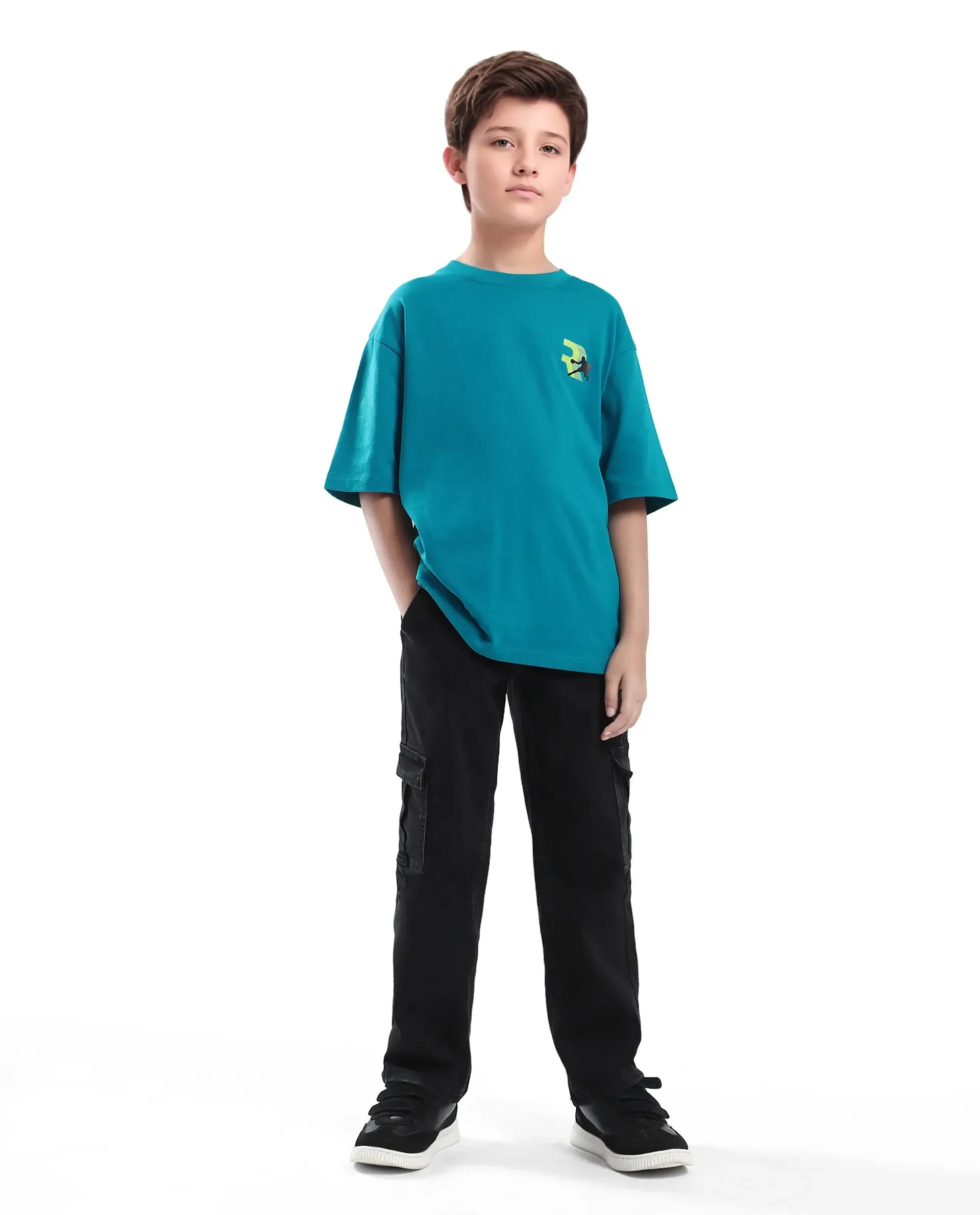 Rare Ones Kids Kobe Turq Cotton Graphic Print Slip-On Oversized Fit T-Shirt - Image 2