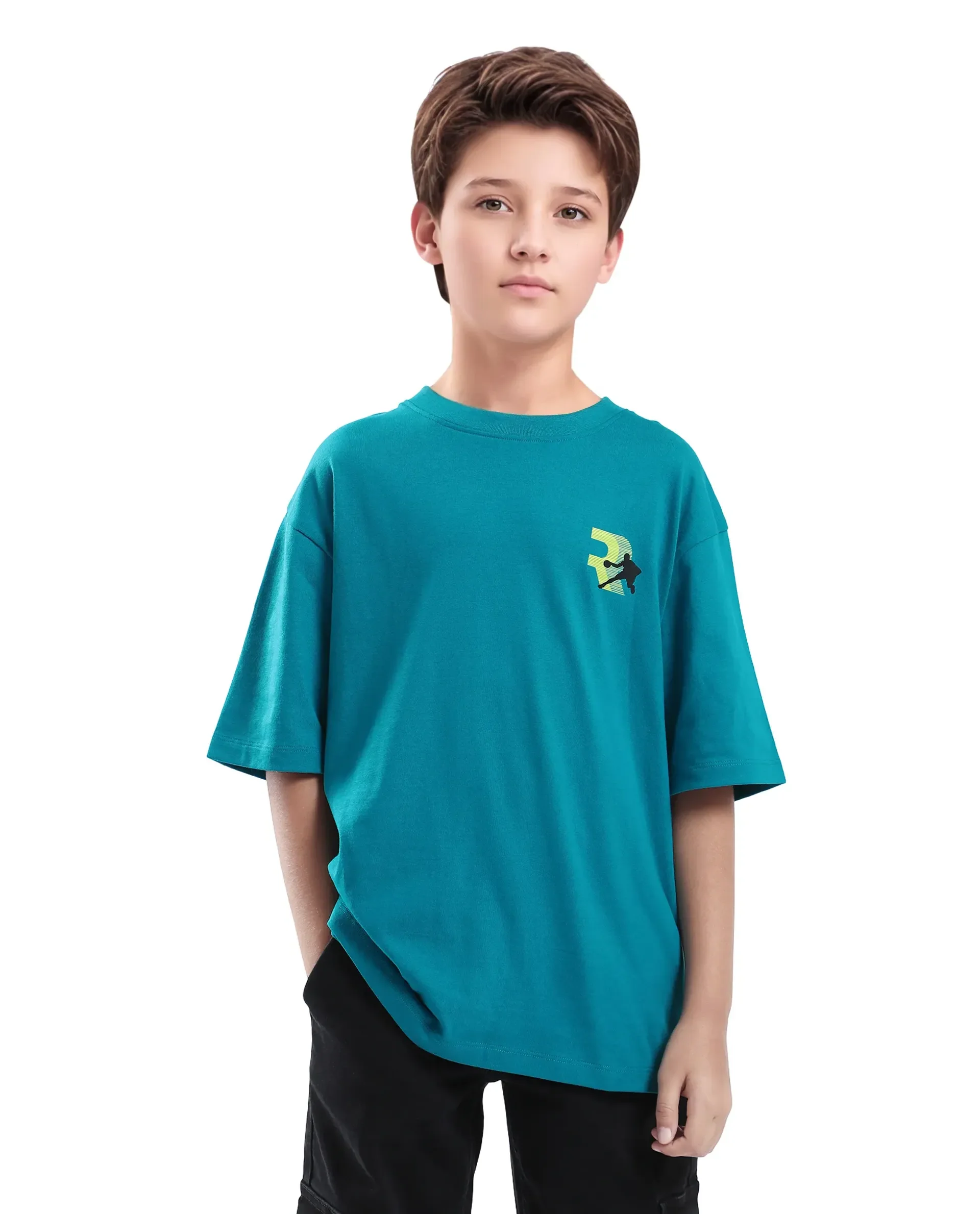 Rare Ones Kids Kobe Turq Cotton Graphic Print Slip-On Oversized Fit T-Shirt - Image 3