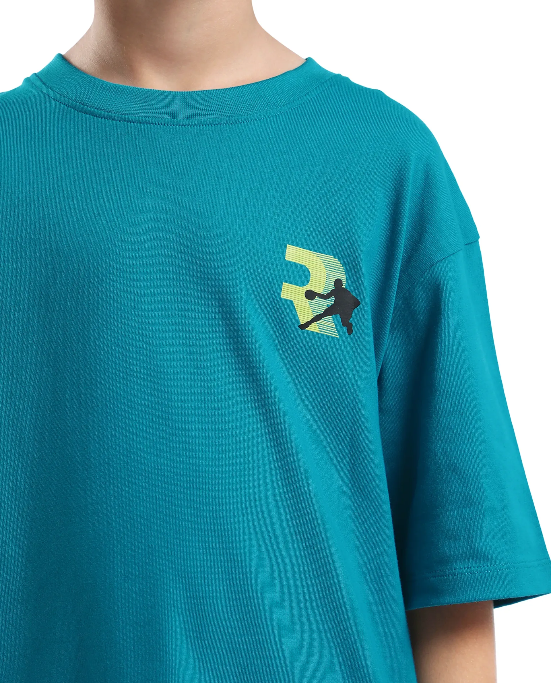 Rare Ones Kids Kobe Turq Cotton Graphic Print Slip-On Oversized Fit T-Shirt - Image 4