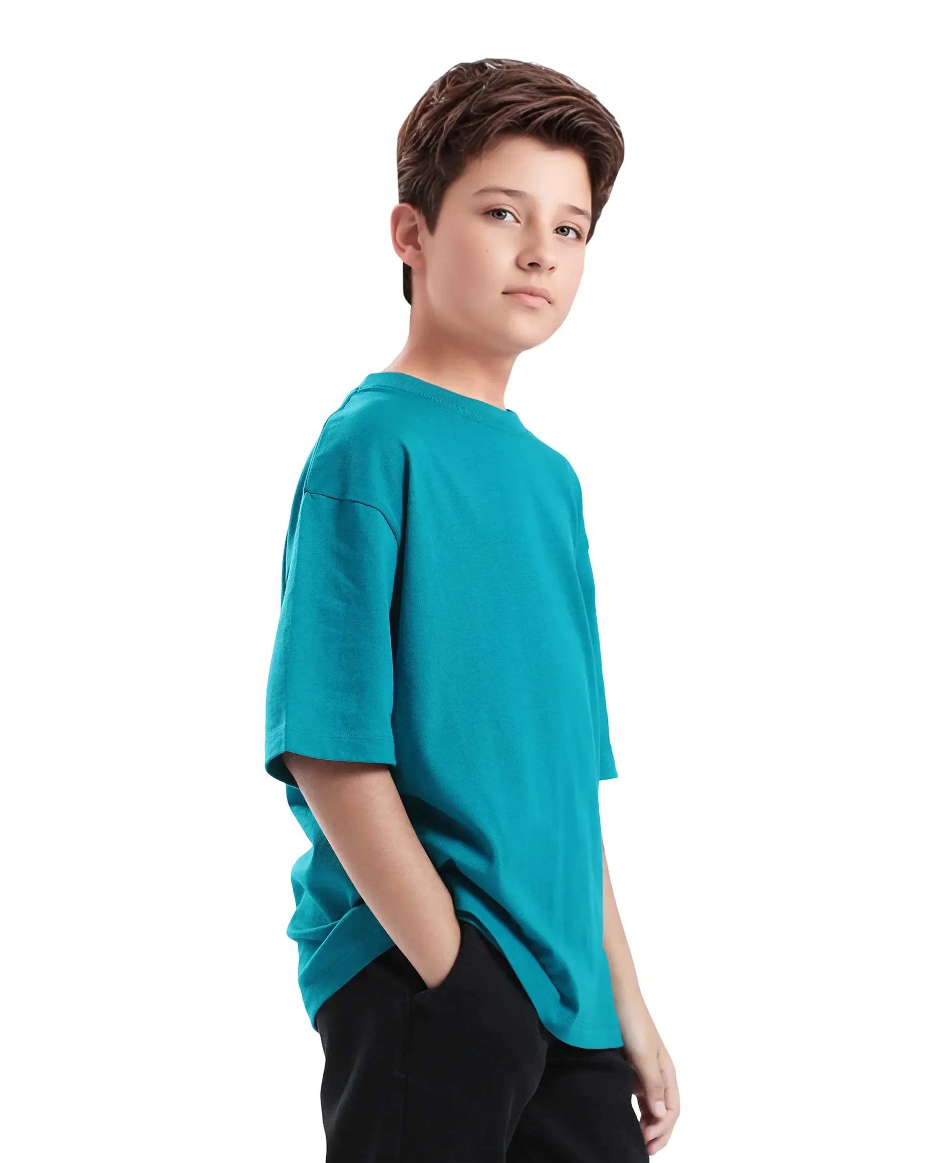 Rare Ones Kids Kobe Turq Cotton Graphic Print Slip-On Oversized Fit T-Shirt - Image 5
