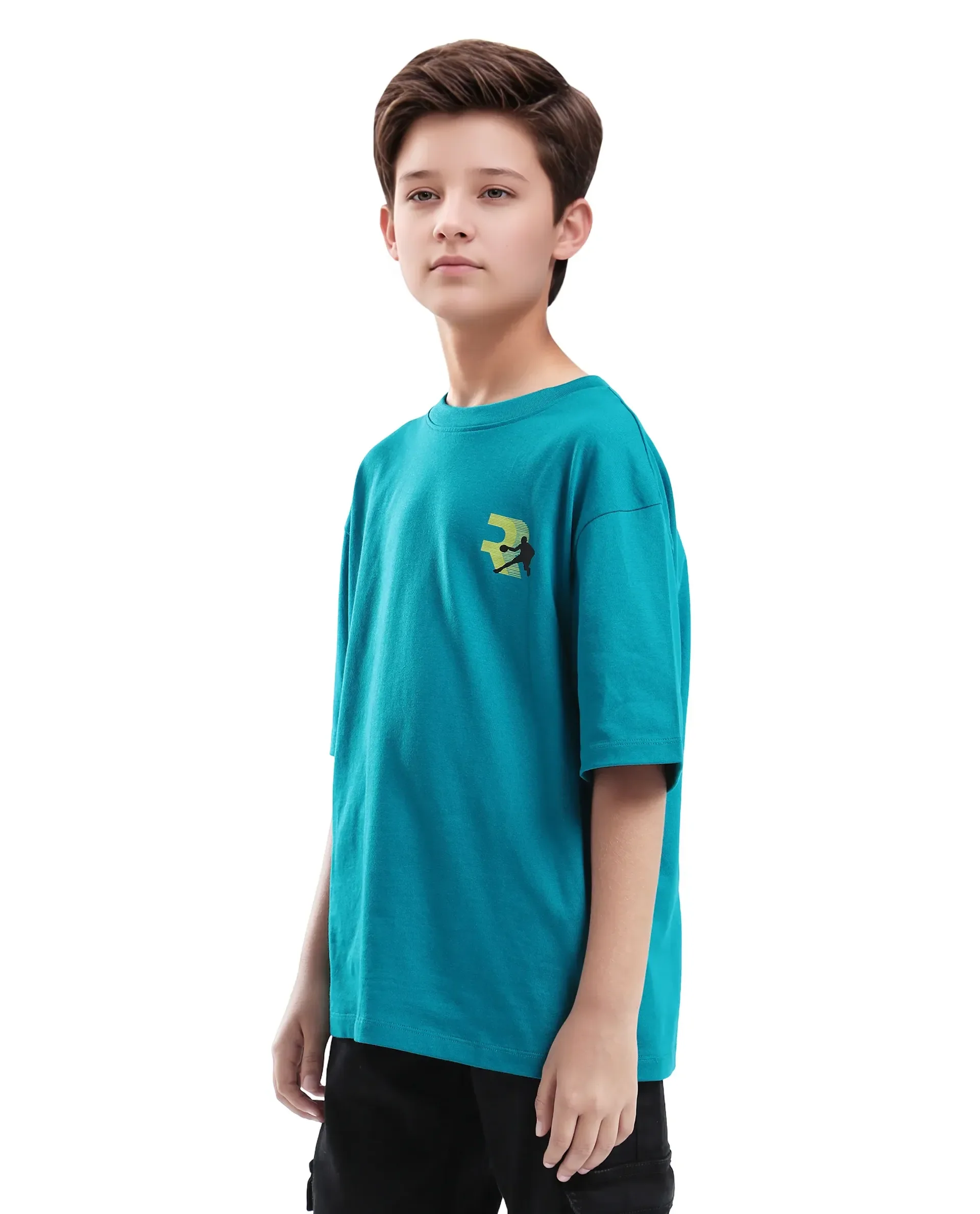 Rare Ones Kids Kobe Turq Cotton Graphic Print Slip-On Oversized Fit T-Shirt - Image 6