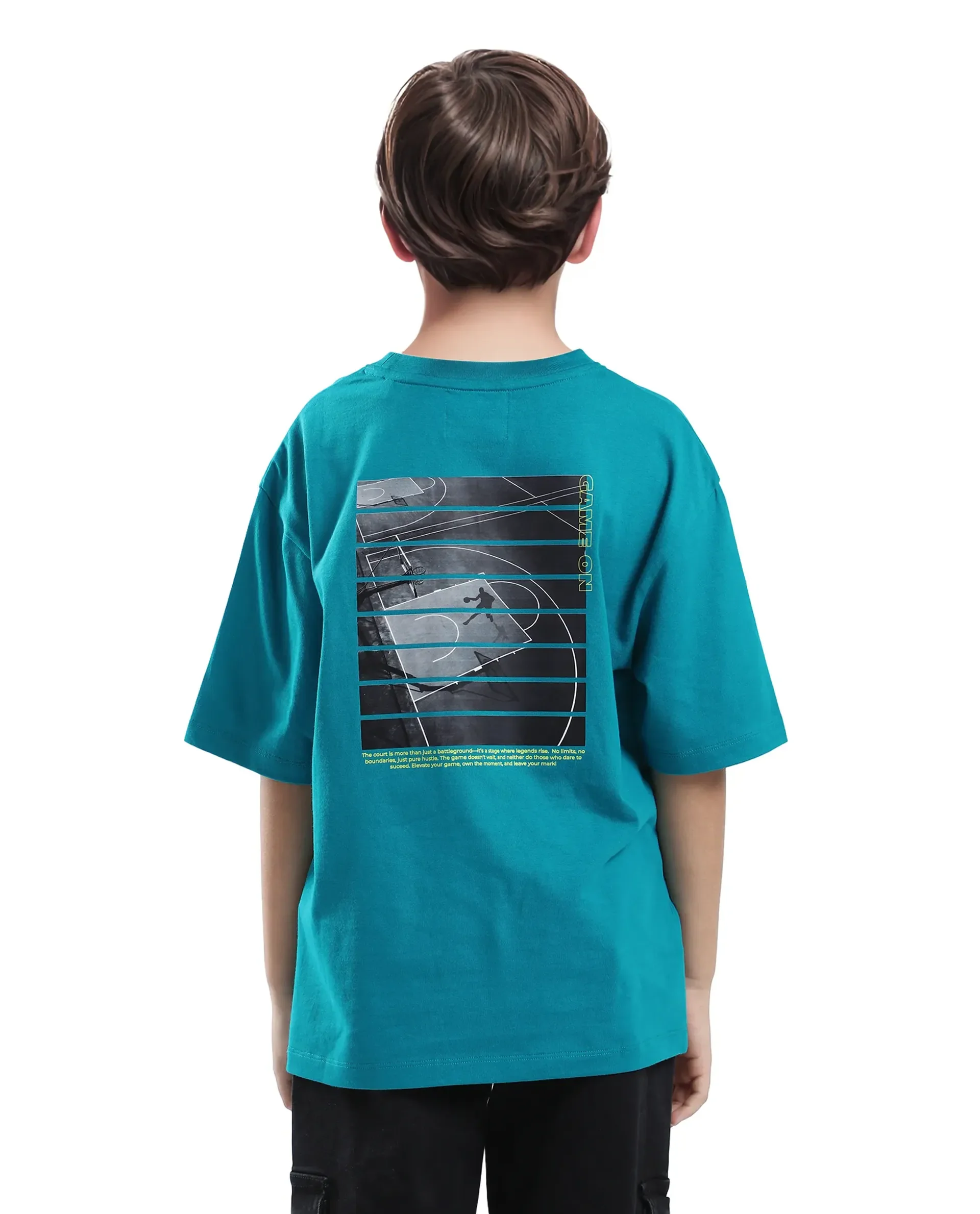 Rare Ones Kids Kobe Turq Cotton Graphic Print Slip-On Oversized Fit T-Shirt - Image 7