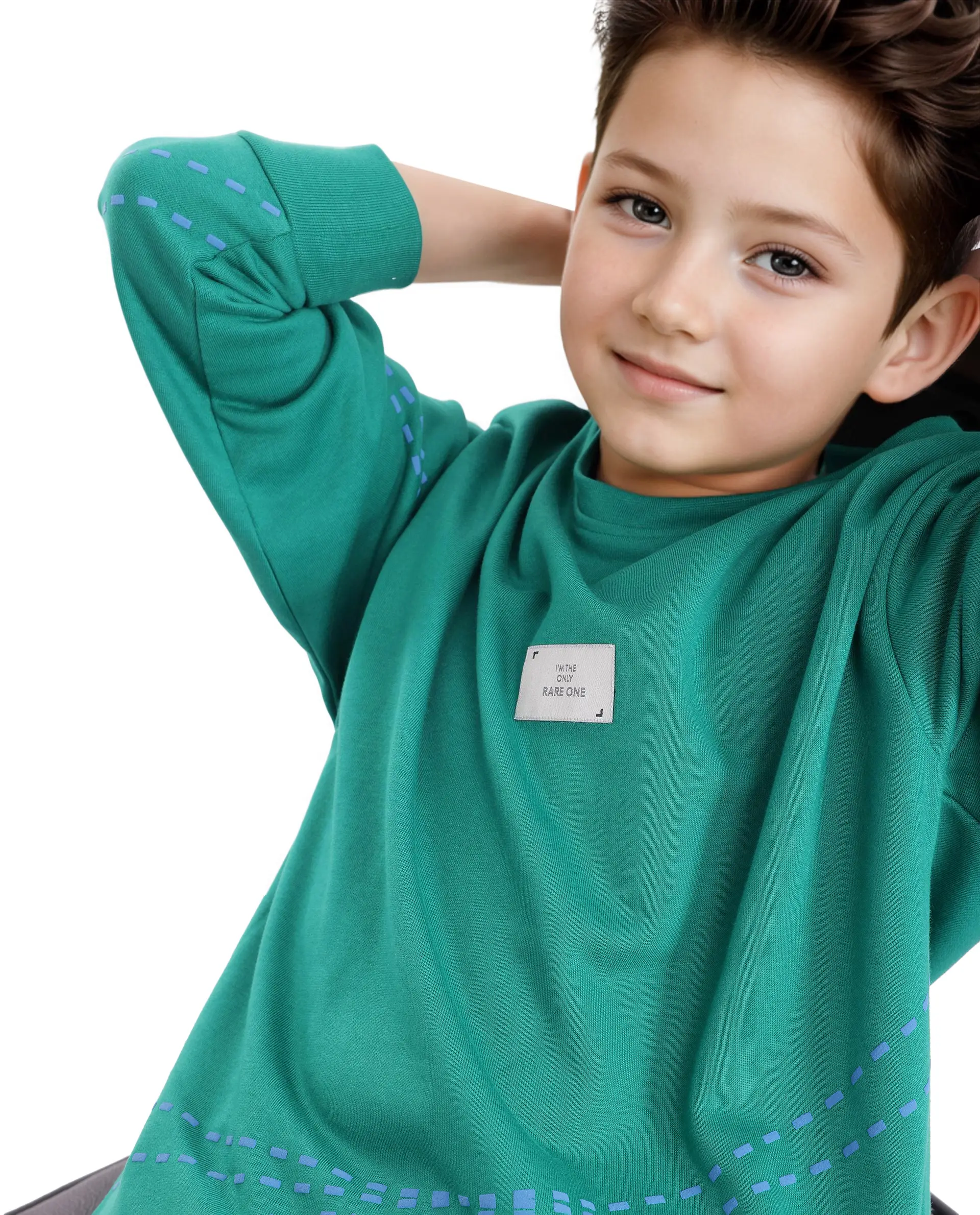 Rare Ones Kids Kole Green Cotton Poly Full Sleeve Hd Print Sweatshirt