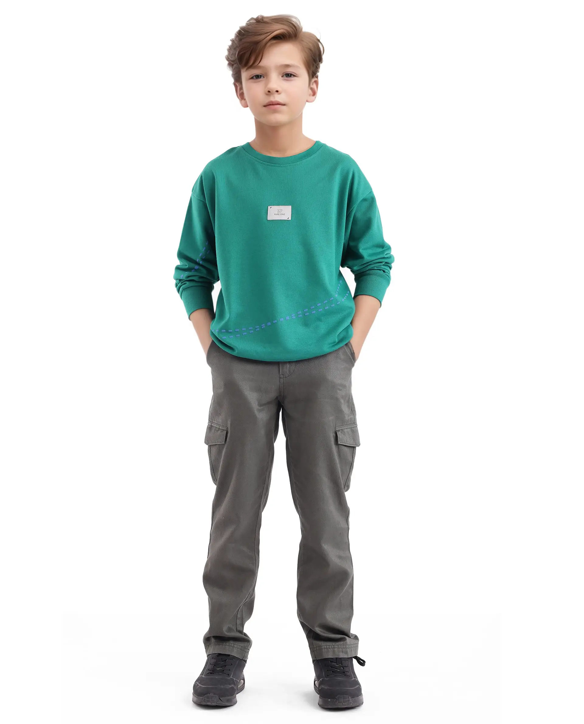 Rare Ones Kids Kole Green Cotton Poly Full Sleeve Hd Print Sweatshirt - Image 2