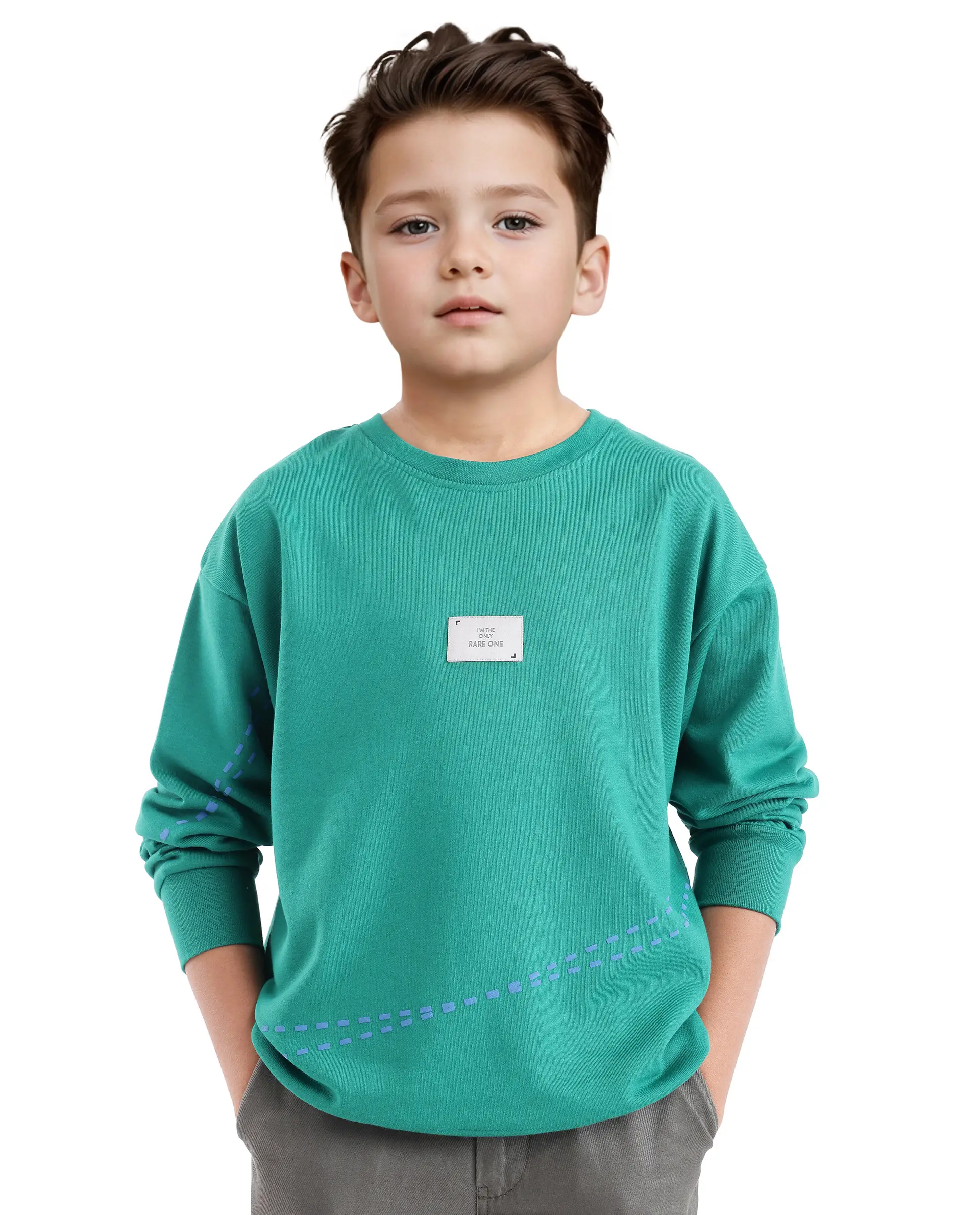 Rare Ones Kids Kole Green Cotton Poly Full Sleeve Hd Print Sweatshirt - Image 5