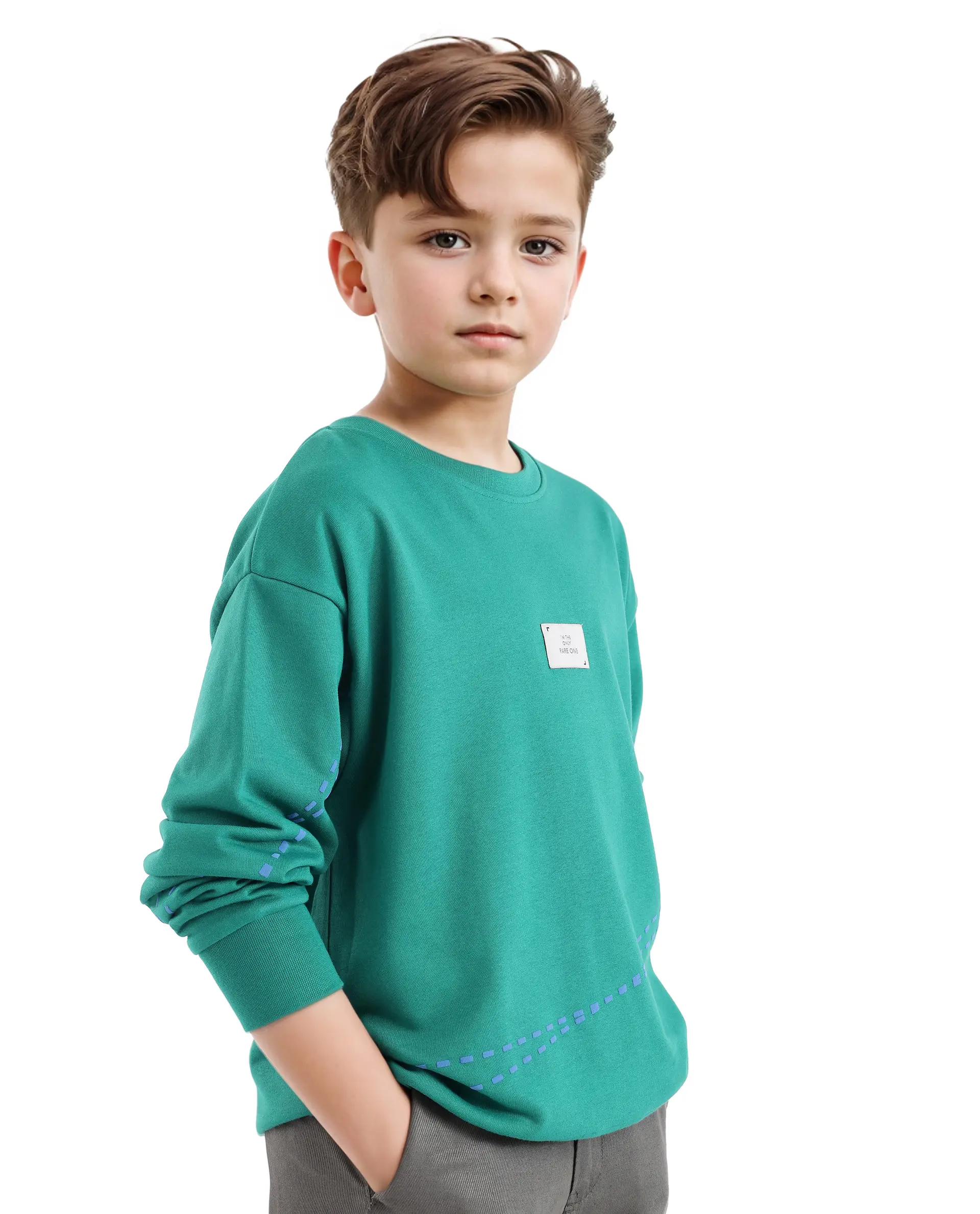 Rare Ones Kids Kole Green Cotton Poly Full Sleeve Hd Print Sweatshirt - Image 6