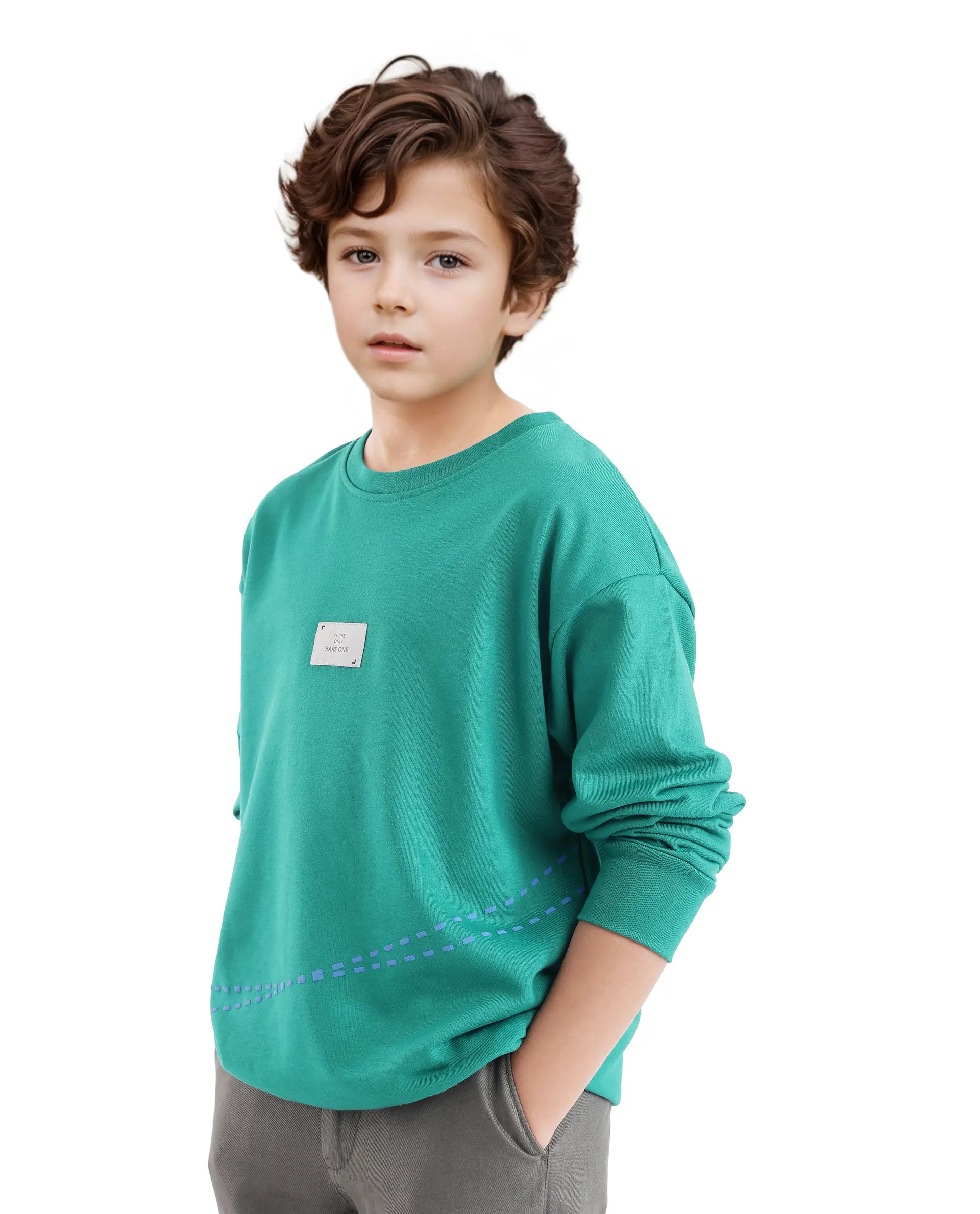 Rare Ones Kids Kole Green Cotton Poly Full Sleeve Hd Print Sweatshirt - Image 7
