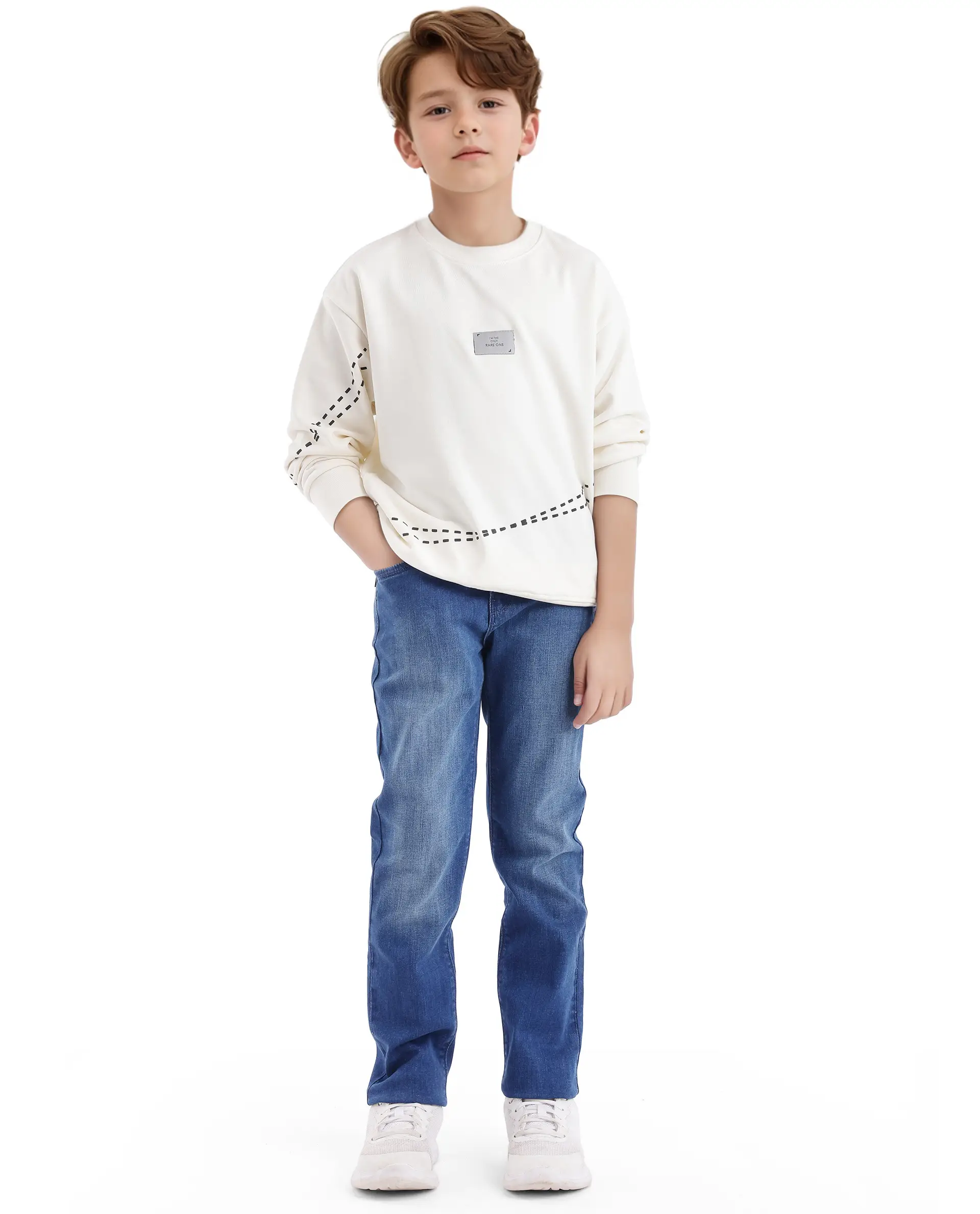 Rare Ones Kids Kole Off White Cotton Poly Full Sleeve Hd Print Sweatshirt - Image 2