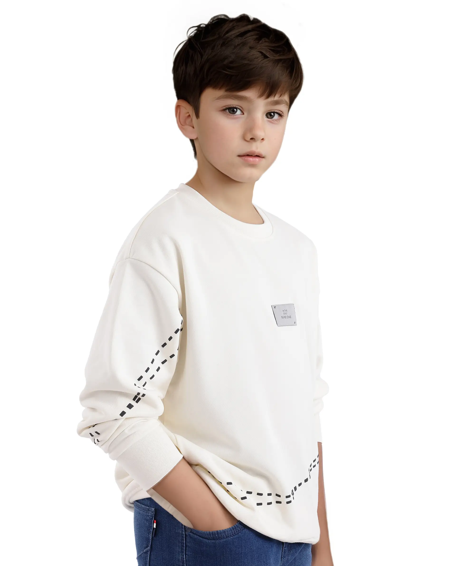 Rare Ones Kids Kole Off White Cotton Poly Full Sleeve Hd Print Sweatshirt - Image 6