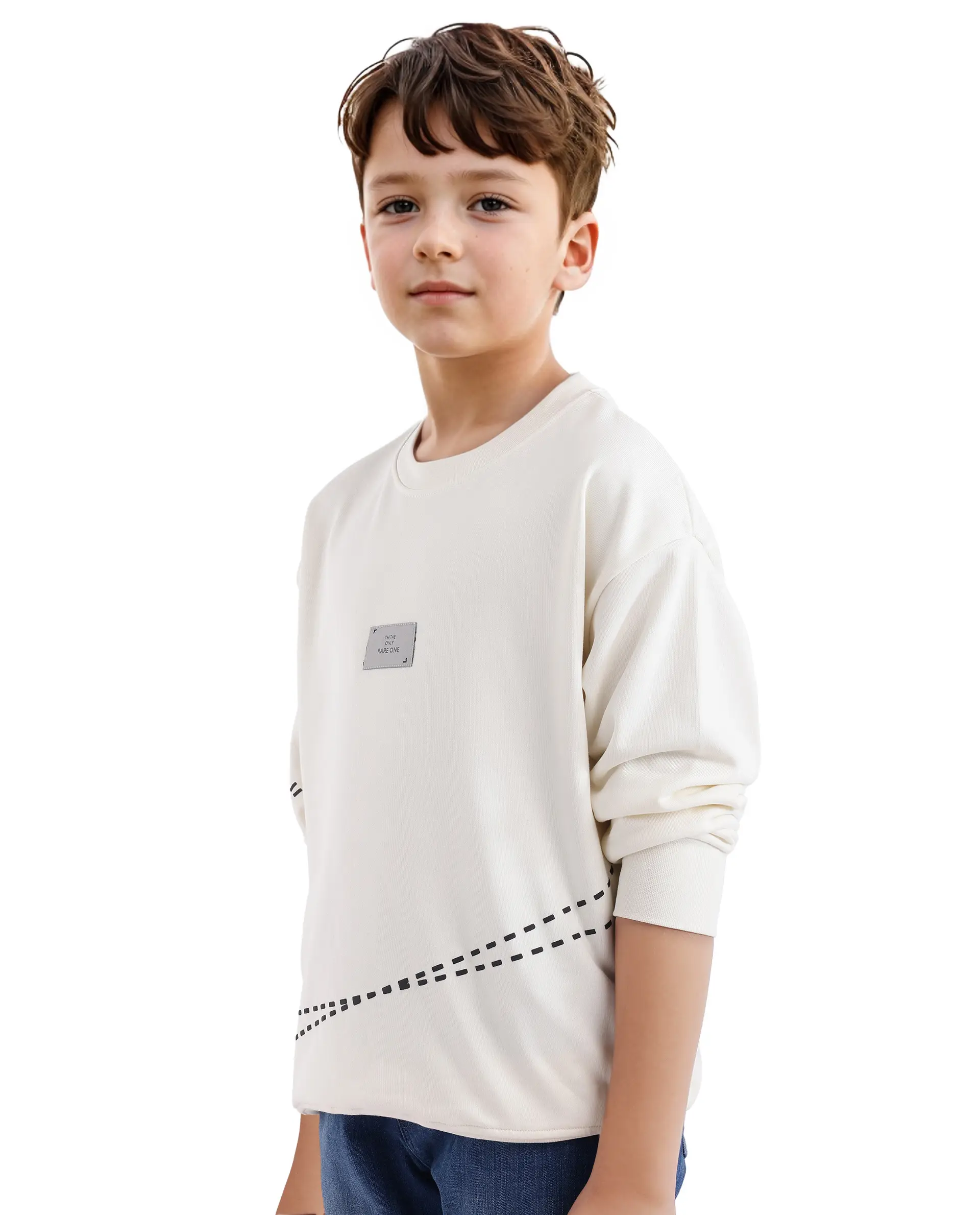 Rare Ones Kids Kole Off White Cotton Poly Full Sleeve Hd Print Sweatshirt - Image 7
