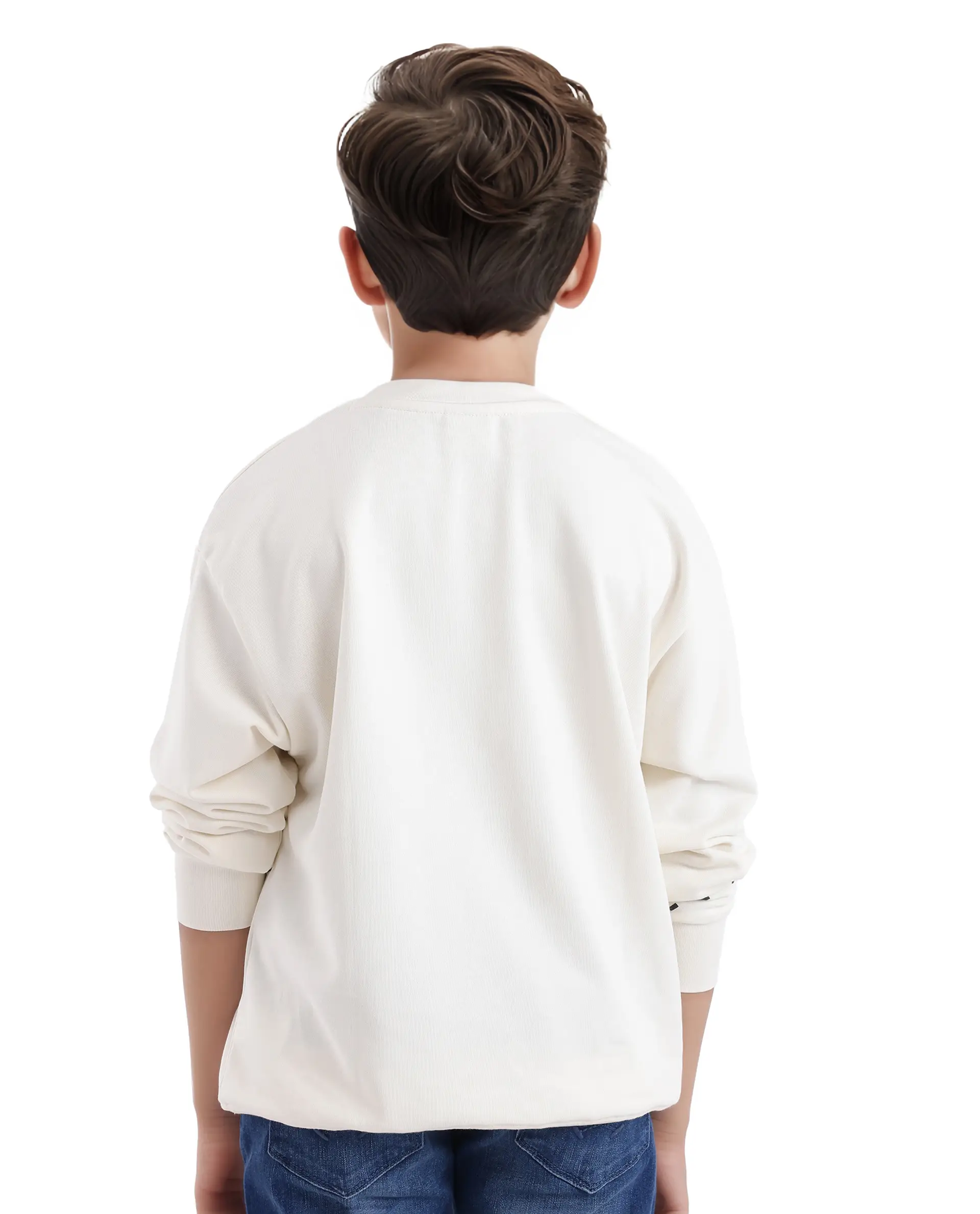 Rare Ones Kids Kole Off White Cotton Poly Full Sleeve Hd Print Sweatshirt - Image 8