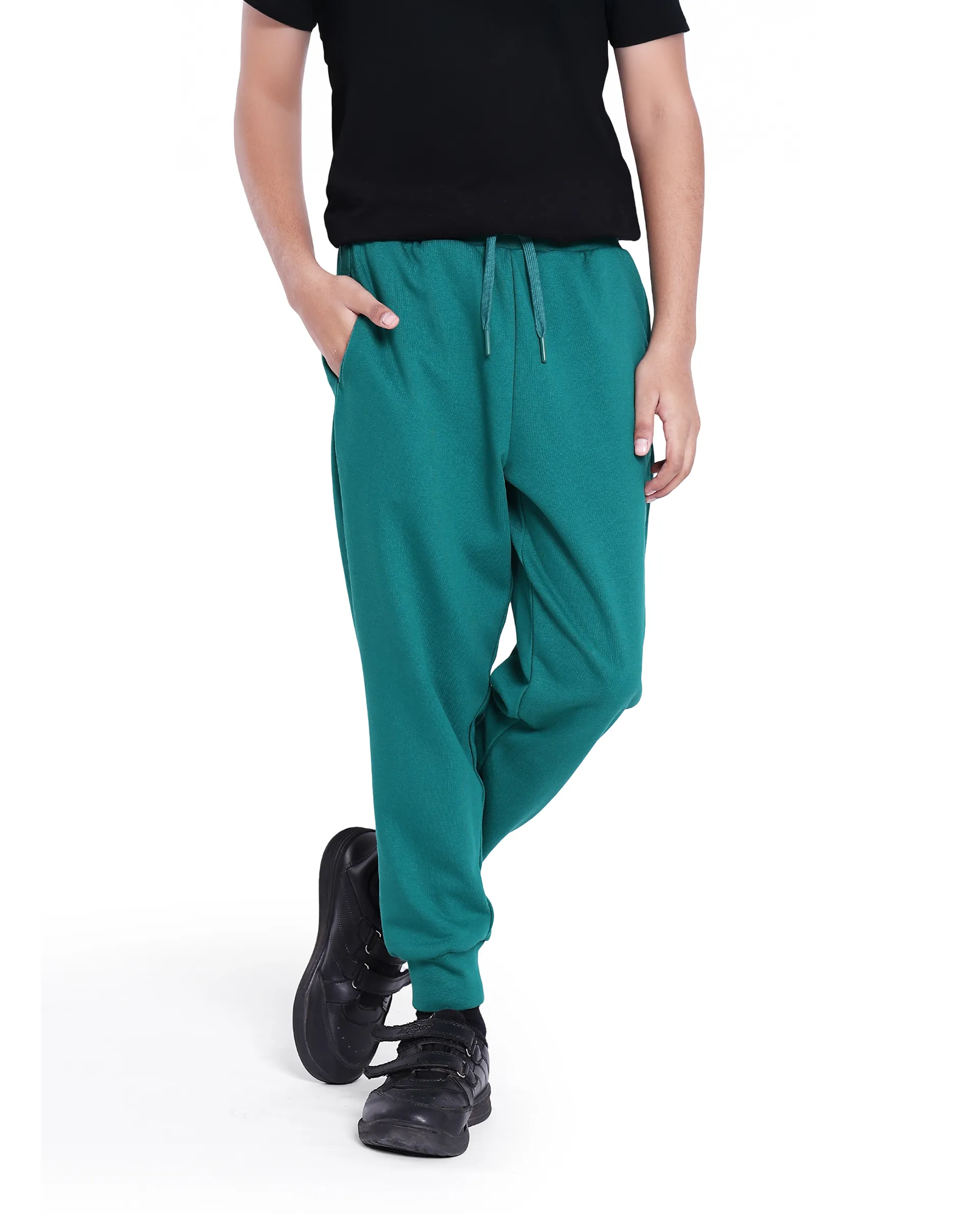 Rare Ones Kids Kolt Green Cotton Poly Solid Trackpant - Image 2