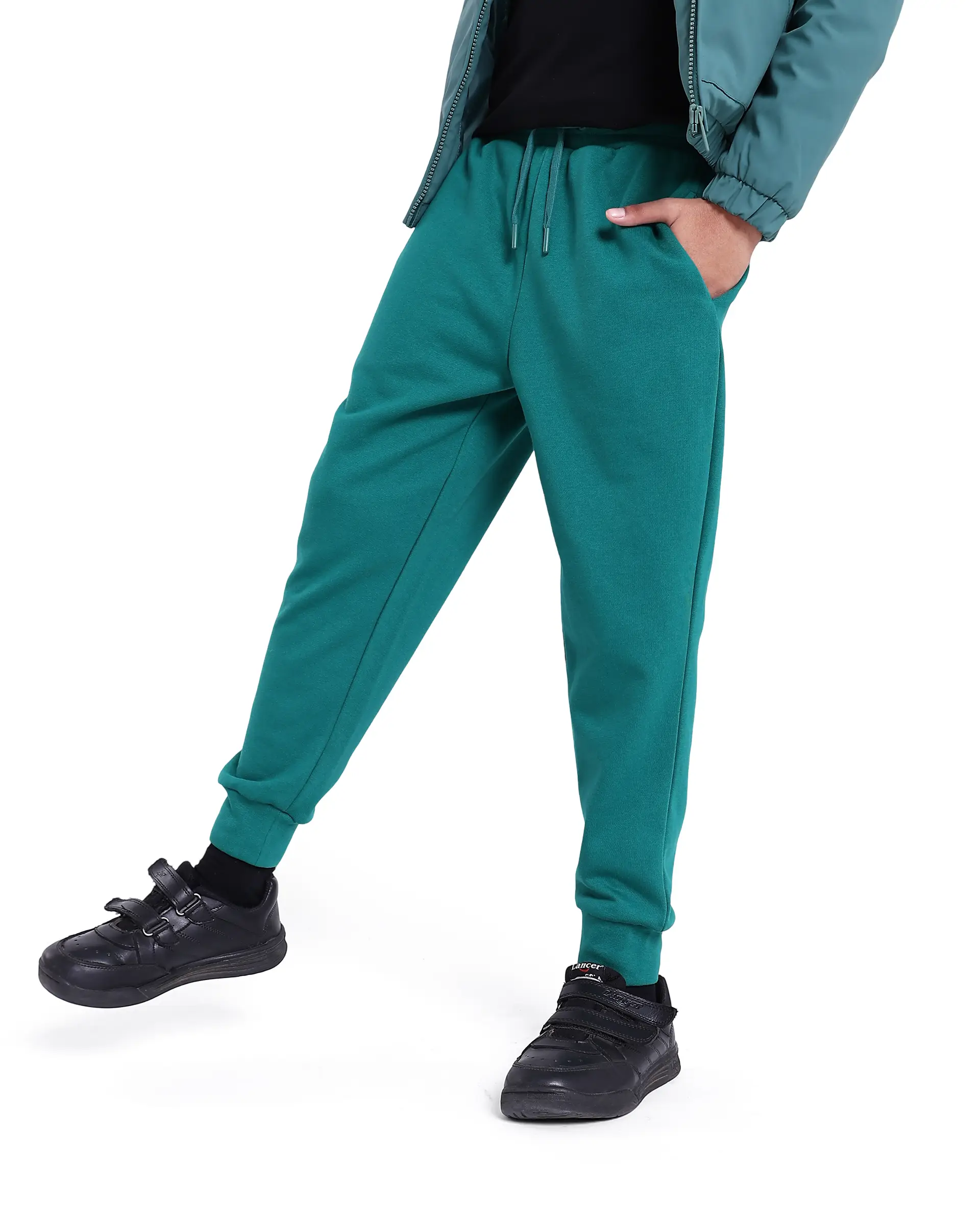 Rare Ones Kids Kolt Green Cotton Poly Solid Trackpant - Image 3