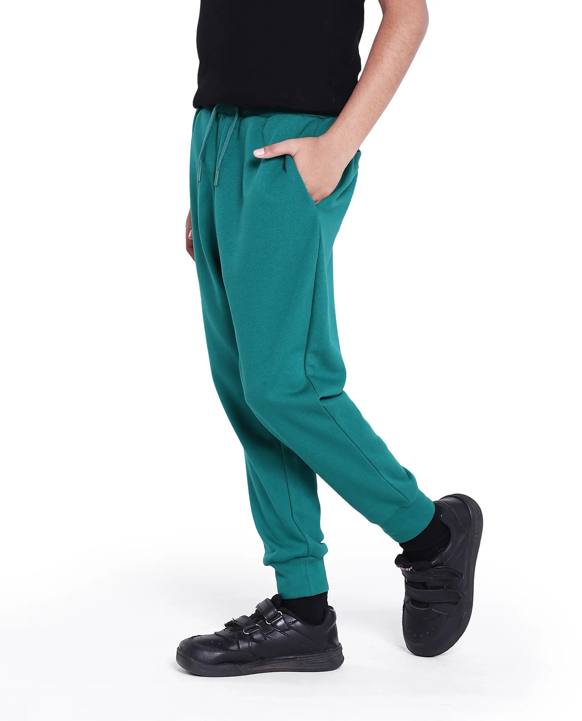 Rare Ones Kids Kolt Green Cotton Poly Solid Trackpant - Image 5