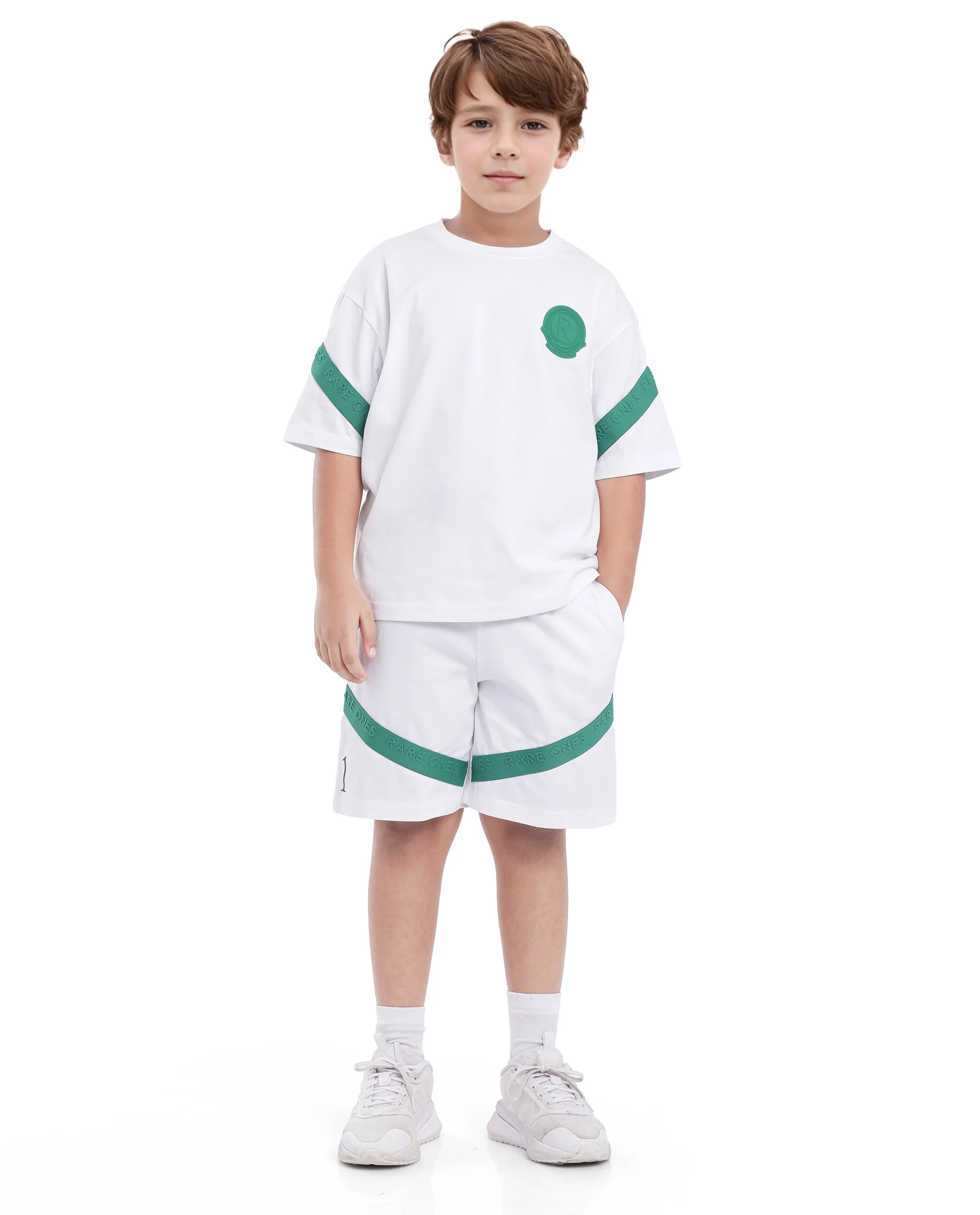 Rare Ones Kids Komp White Cotton Short Sleeve Crew Neck Pigment Print Boxy T-Shirt - Image 2
