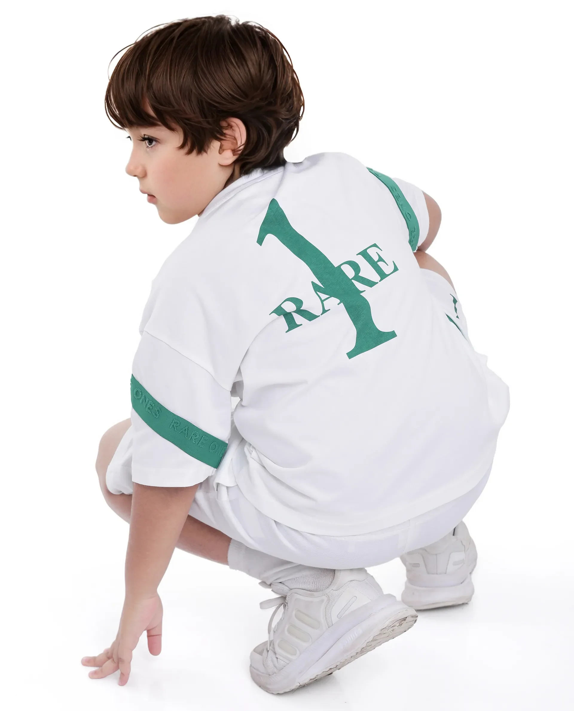 Rare Ones Kids Komp White Cotton Short Sleeve Crew Neck Pigment Print Boxy T-Shirt - Image 3