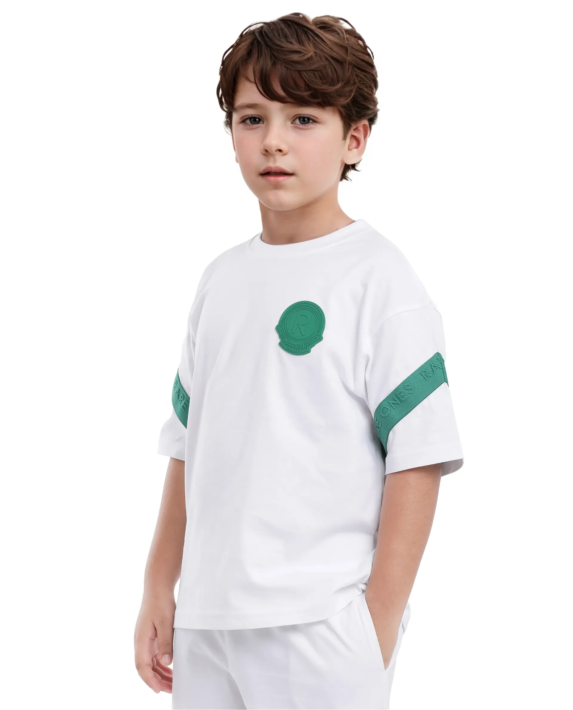Rare Ones Kids Komp White Cotton Short Sleeve Crew Neck Pigment Print Boxy T-Shirt - Image 4