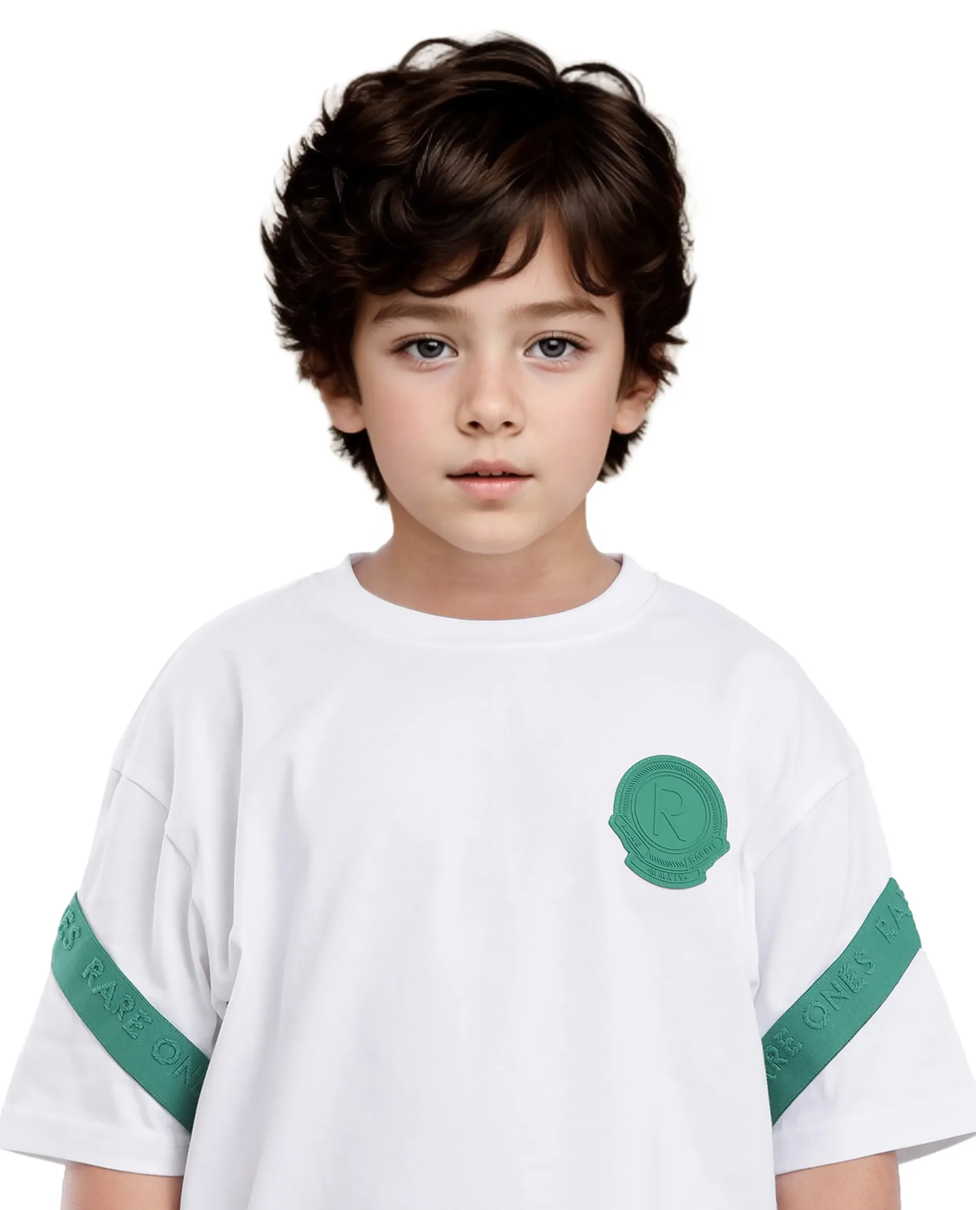 Rare Ones Kids Komp White Cotton Short Sleeve Crew Neck Pigment Print Boxy T-Shirt - Image 8