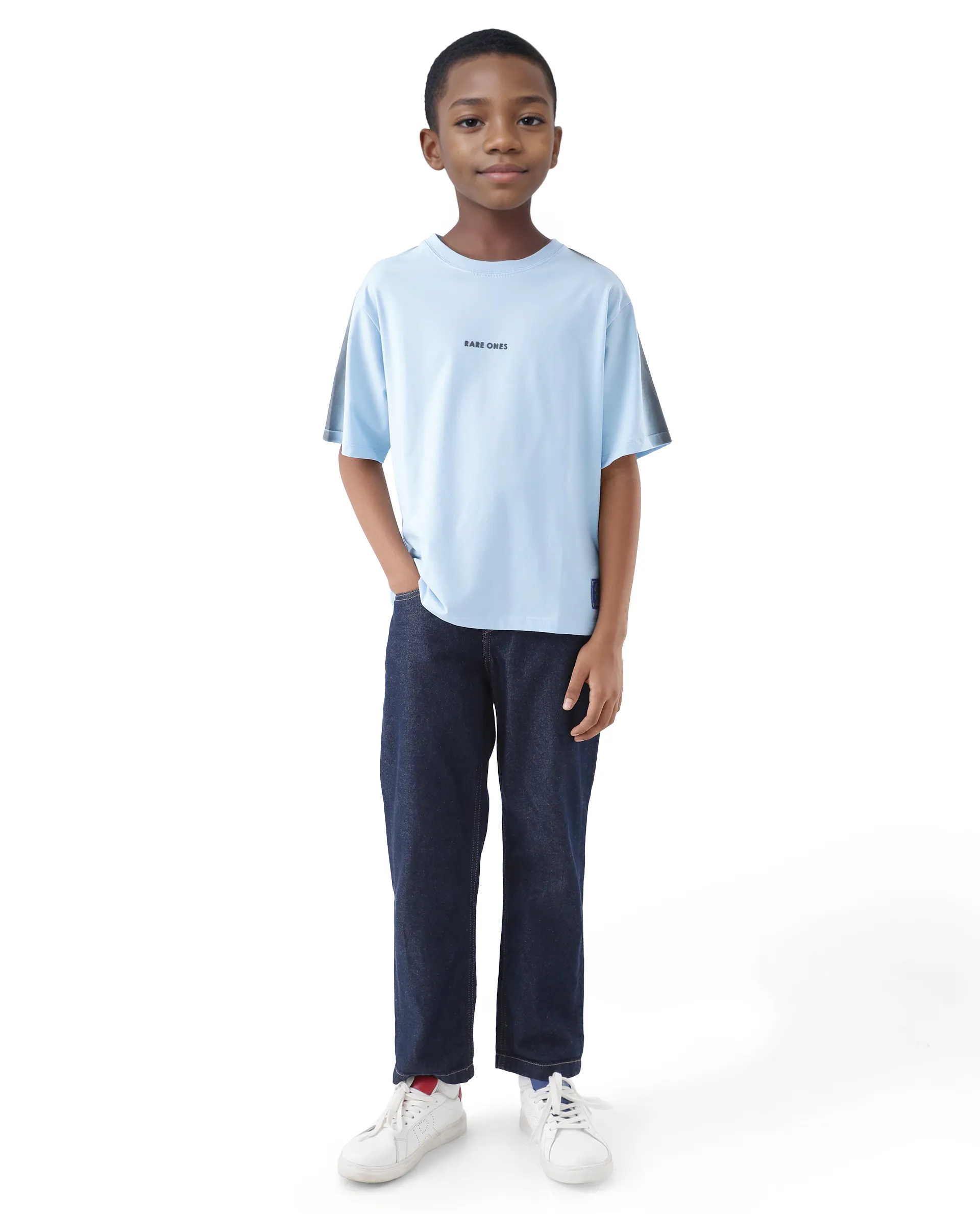 Rare Ones Kids Kruv-K Blue Cotton Short Sleeve Crew Neck Printed Boxy T-Shirt - Image 3