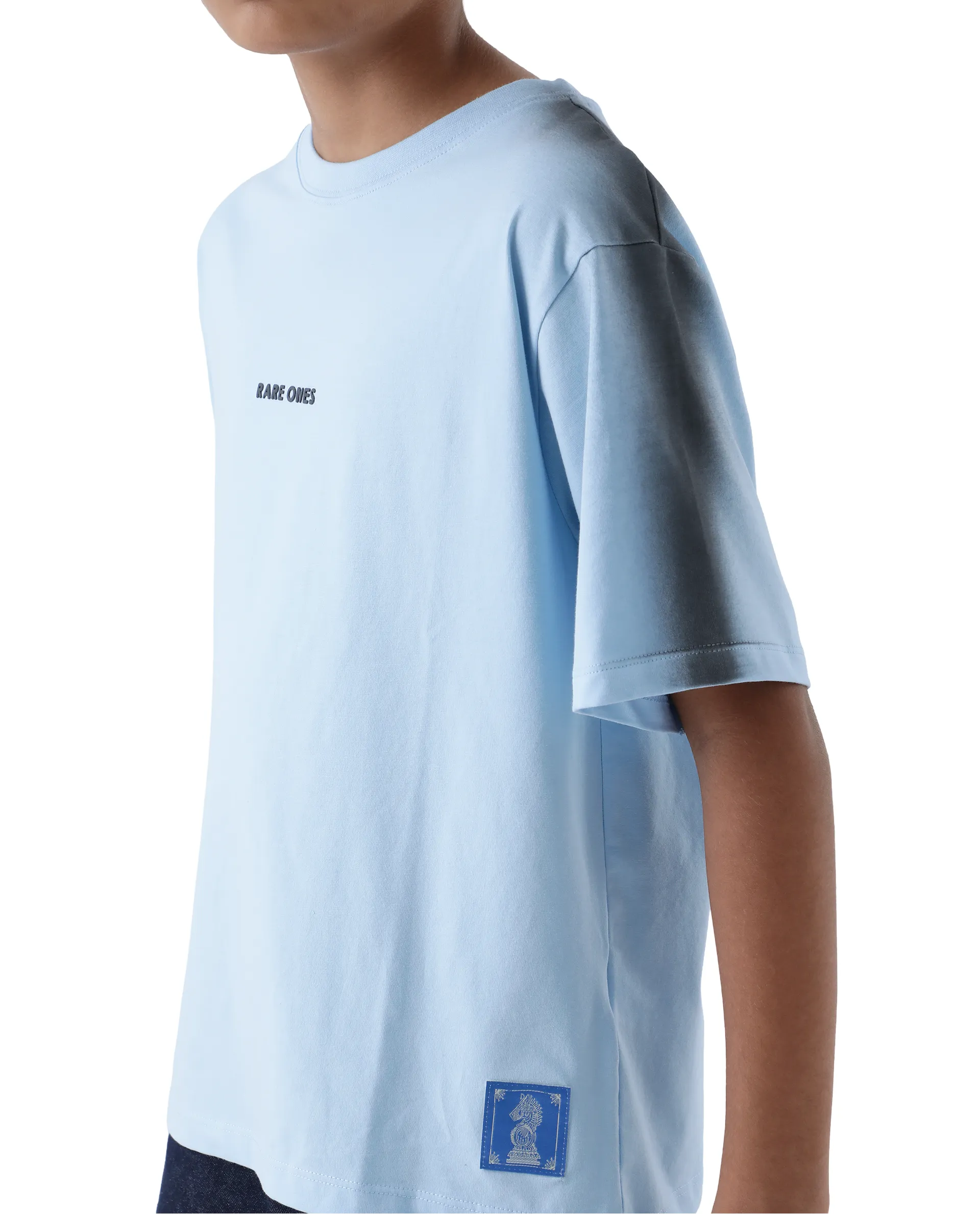 Rare Ones Kids Kruv-K Blue Cotton Short Sleeve Crew Neck Printed Boxy T-Shirt - Image 5