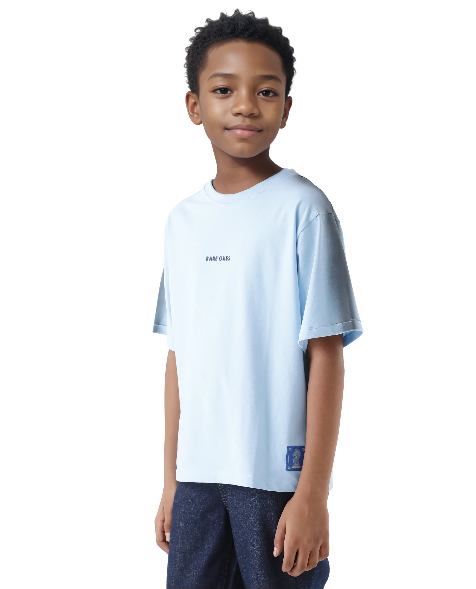Rare Ones Kids Kruv-K Blue Cotton Short Sleeve Crew Neck Printed Boxy T-Shirt - Image 6