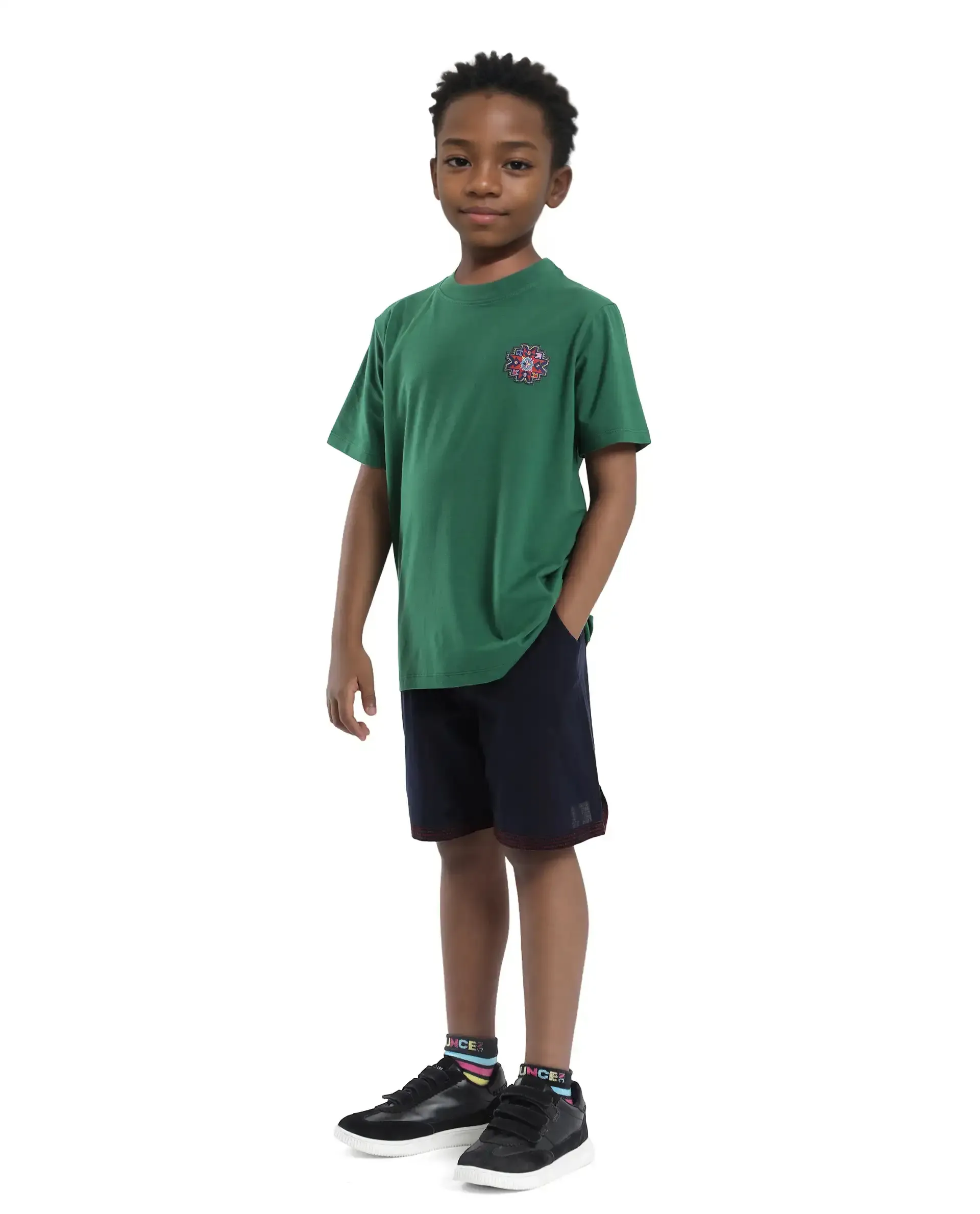 Rare Ones Kids Kyte-B Navy Cotton Button And Zip Closure Solid Regular Fit Shorts - Image 4