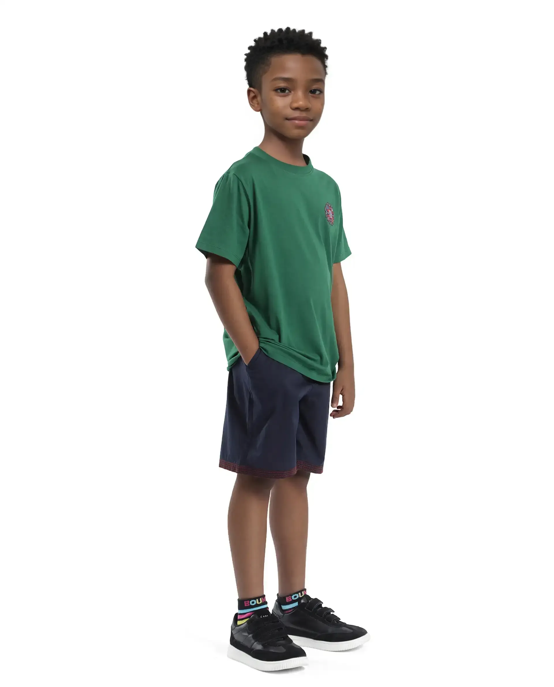 Rare Ones Kids Kyte-B Navy Cotton Button And Zip Closure Solid Regular Fit Shorts - Image 5