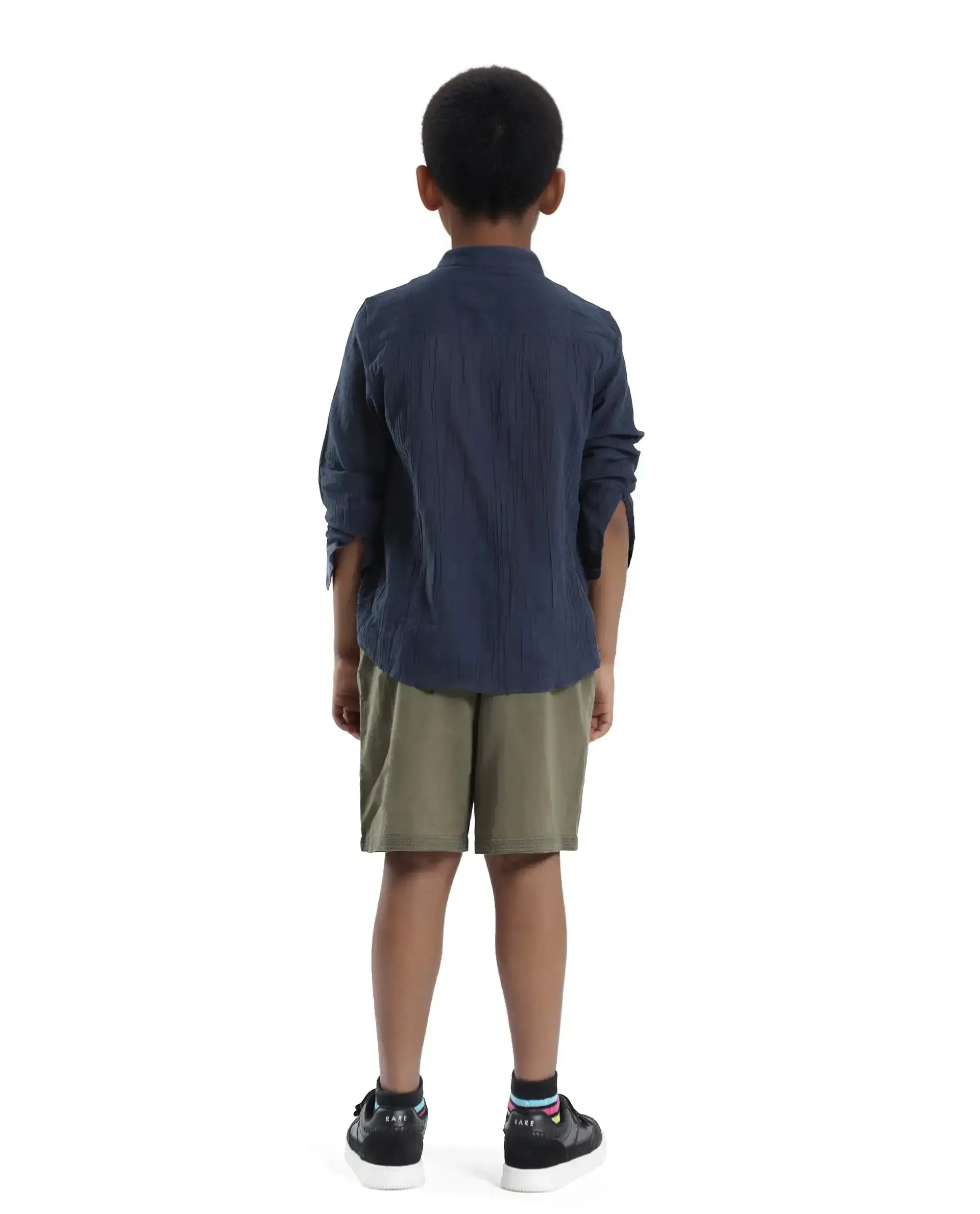 Rare Ones Kids Kyte-B Olive Cotton Button And Zip Closure Solid Regular Fit Shorts - Image 6