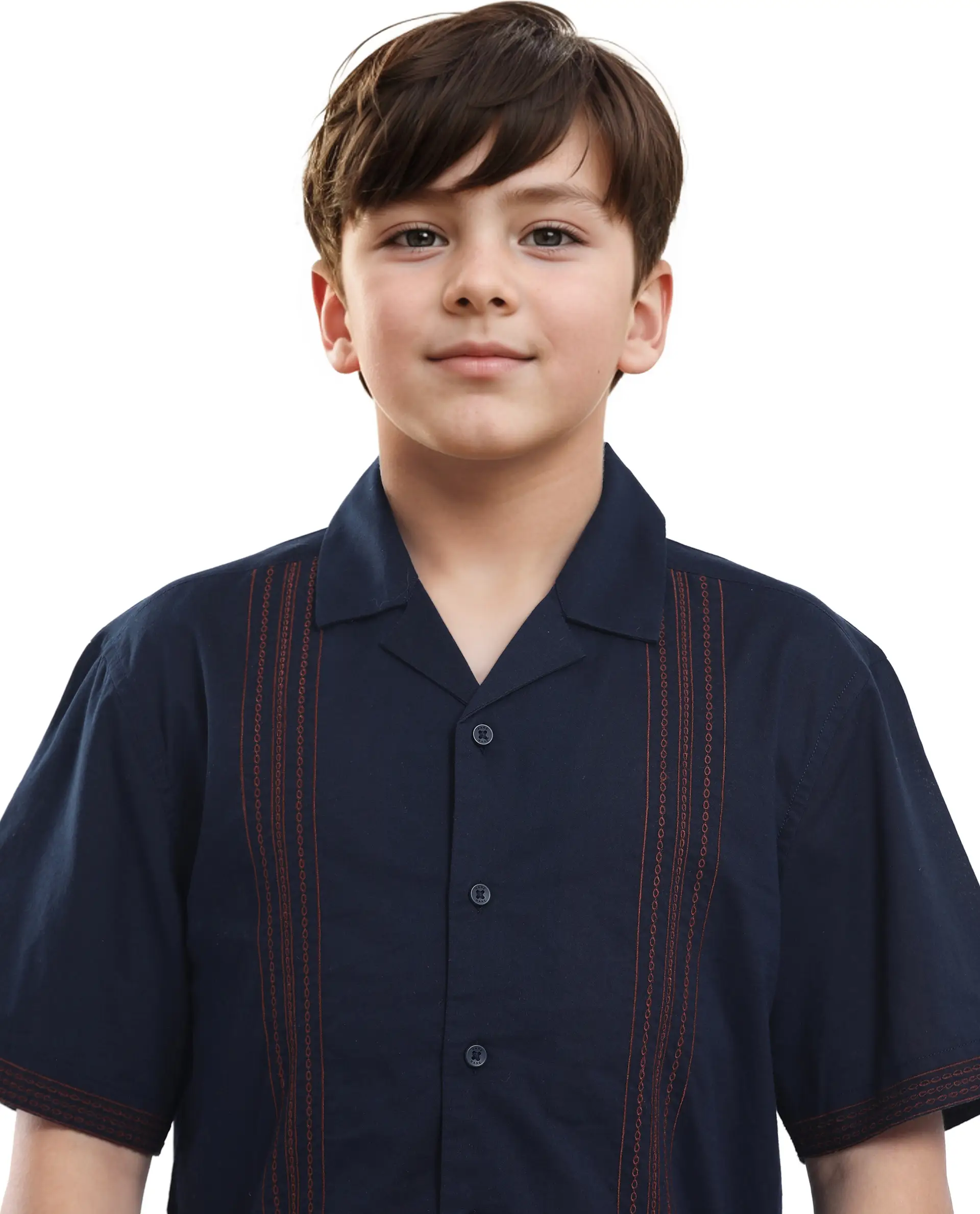 Rare Ones Kids Kyte-S Dark Navy Cotton Blend Half Sleeve Solid Button Closure Regular Fit Shirt - Image 4