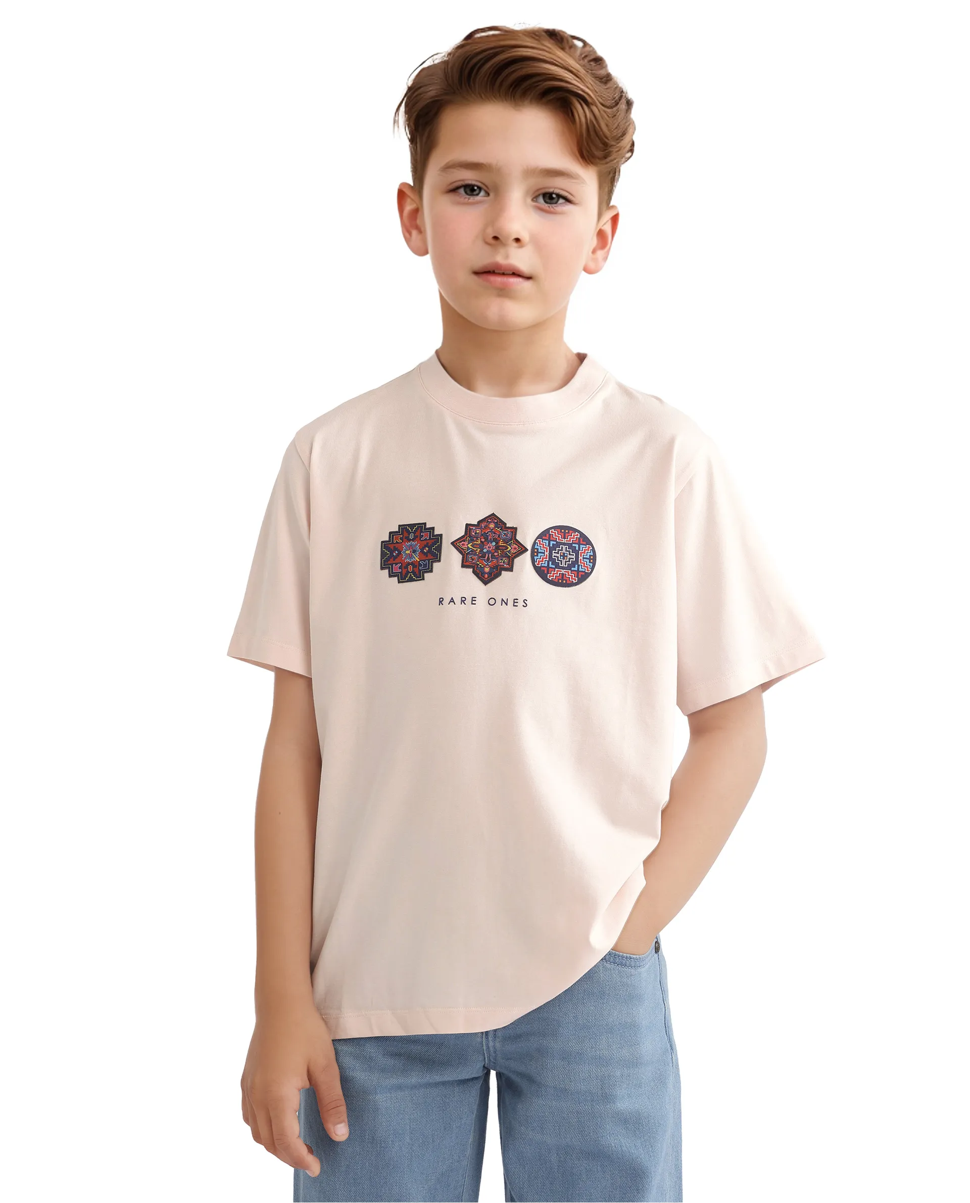 Rare Ones Kids Labet Light Pink Cotton Blend Short Sleeve Crew Neck Print T-Shirt - Image 3