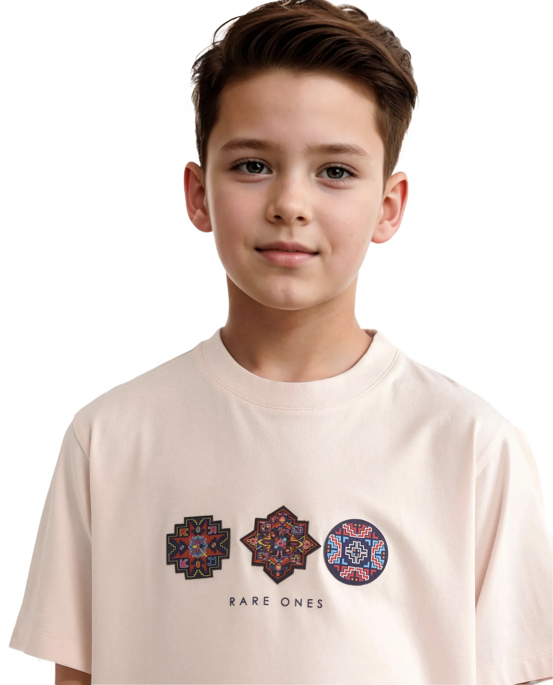 Rare Ones Kids Labet Light Pink Cotton Blend Short Sleeve Crew Neck Print T-Shirt - Image 4