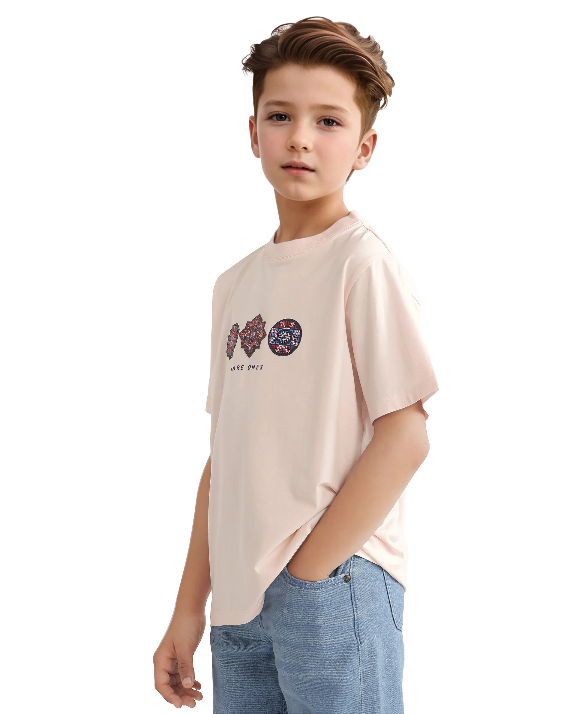Rare Ones Kids Labet Light Pink Cotton Blend Short Sleeve Crew Neck Print T-Shirt - Image 8