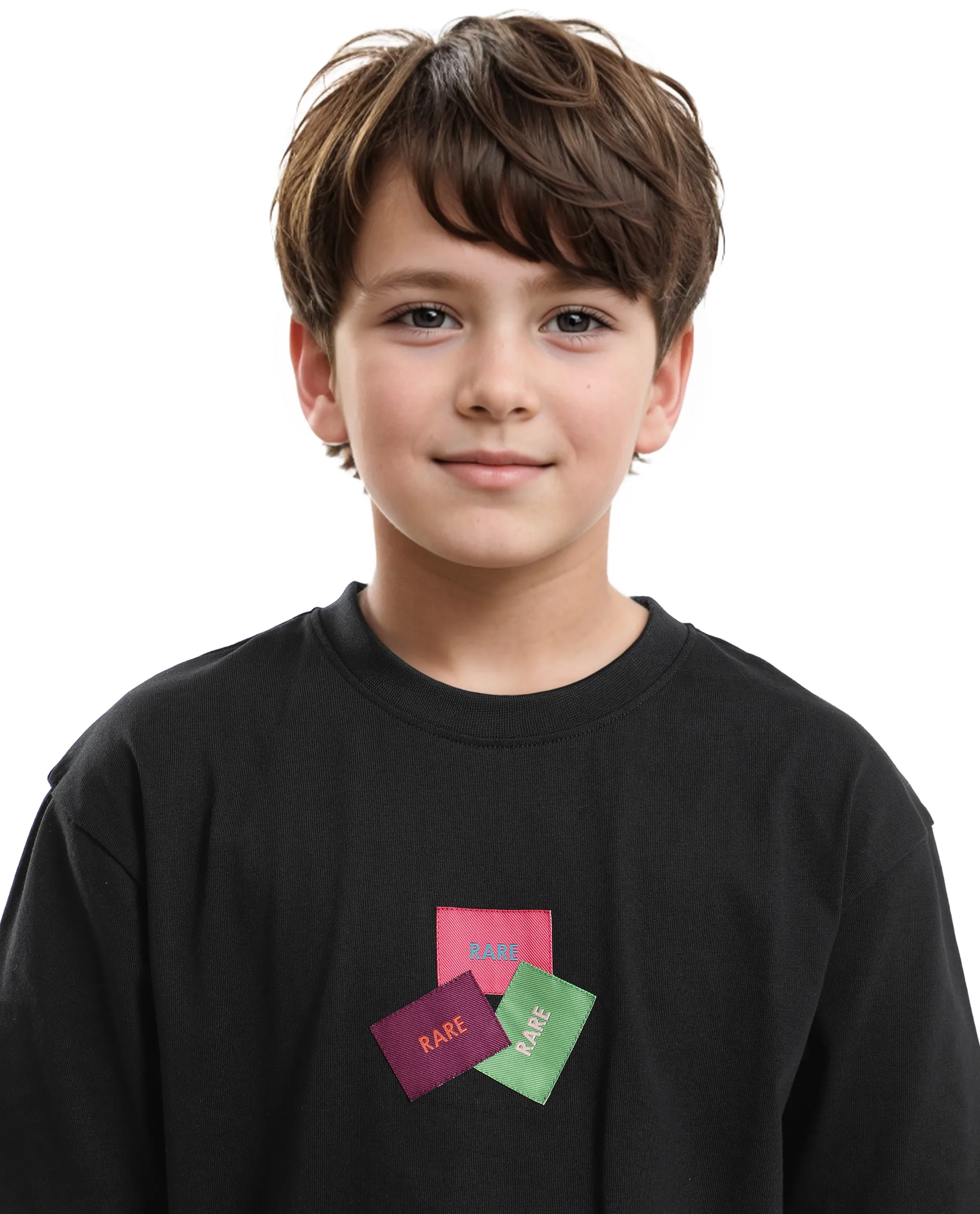 Rare Ones Kids Labez-T Black Cotton Solid Slip-On Oversized Fit T-Shirt - Image 3
