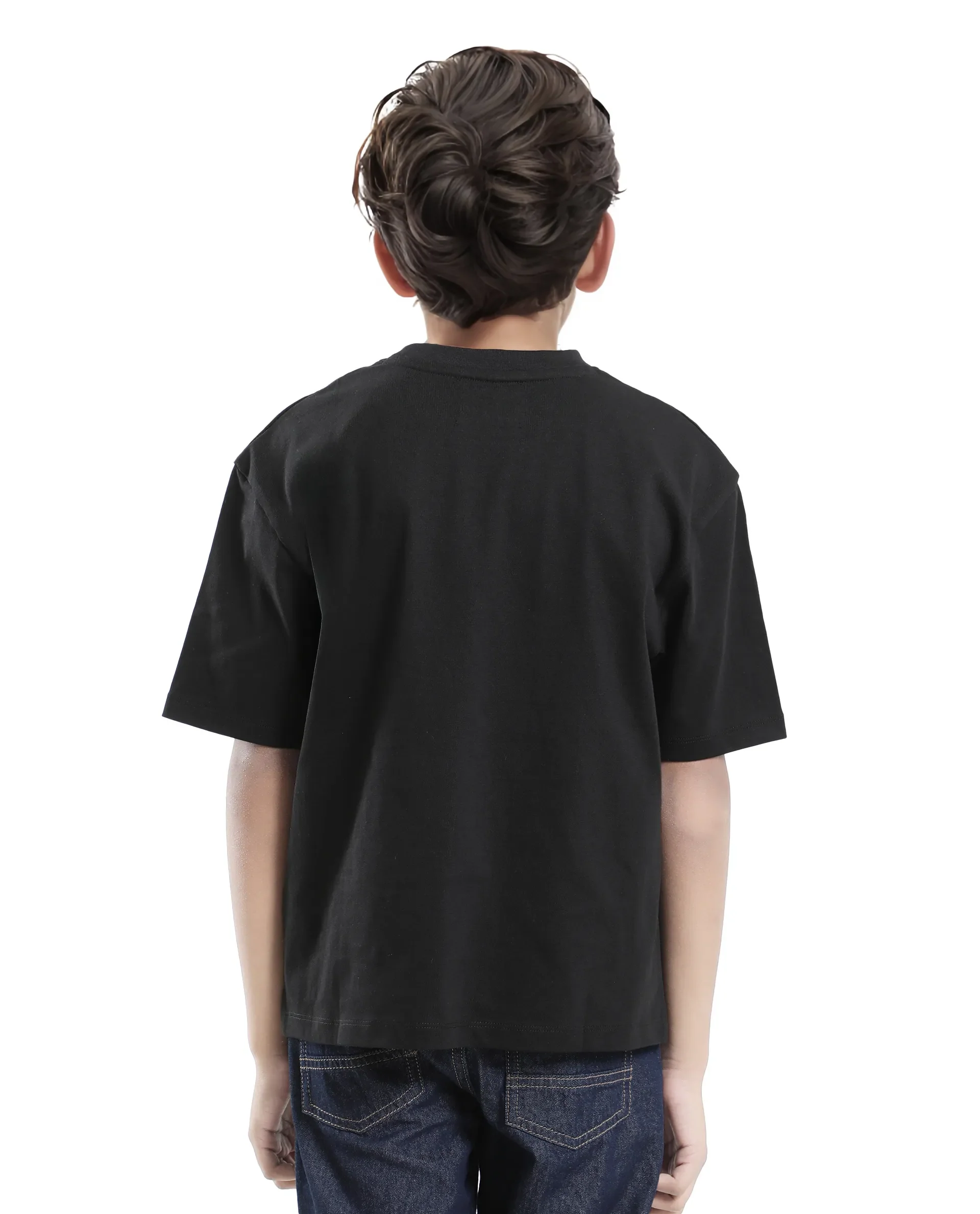 Rare Ones Kids Labez-T Black Cotton Solid Slip-On Oversized Fit T-Shirt - Image 8