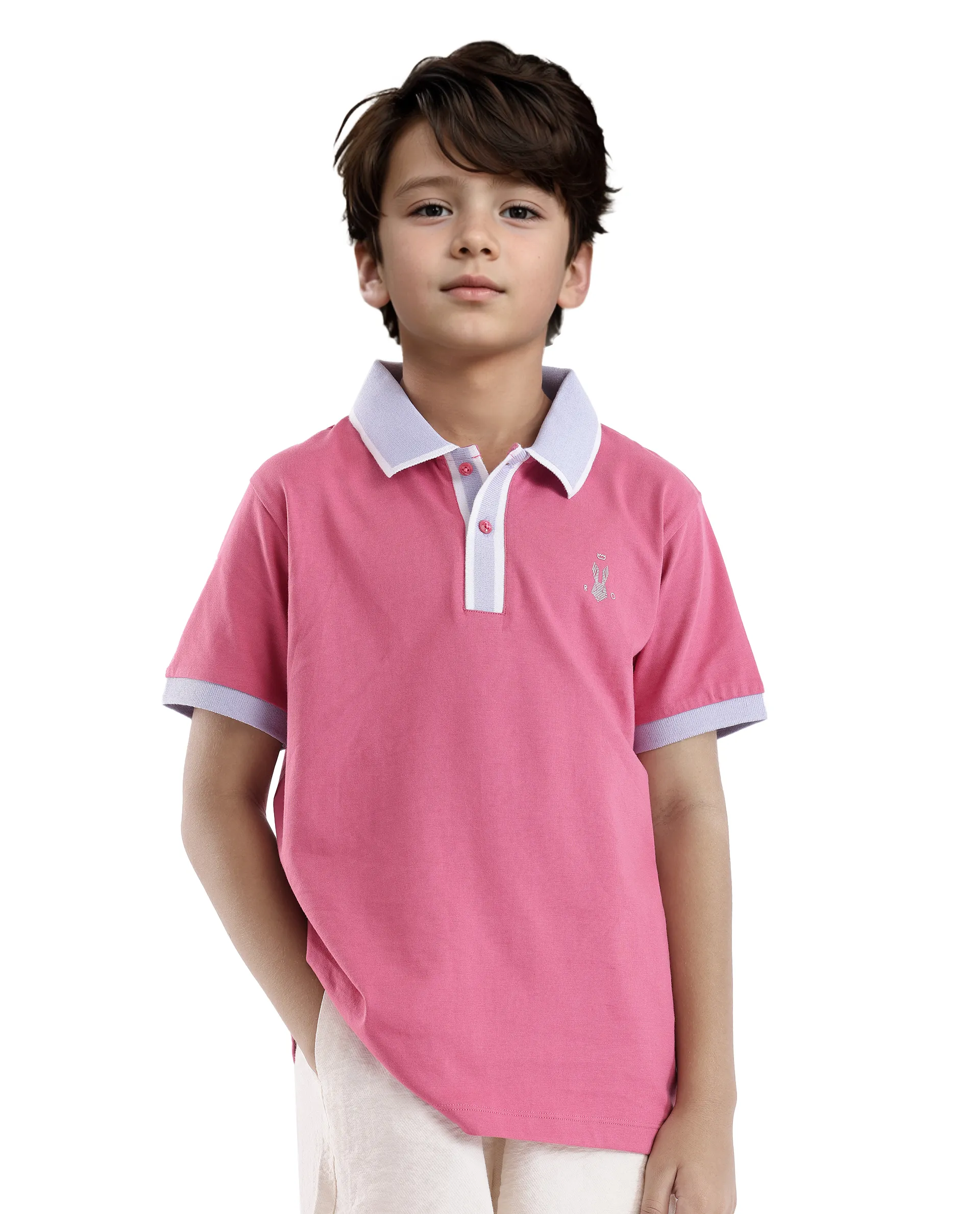 Rare Ones Kids Larn Flouroscent Pink Cotton Short Sleeve Hd Print Polo - Image 4