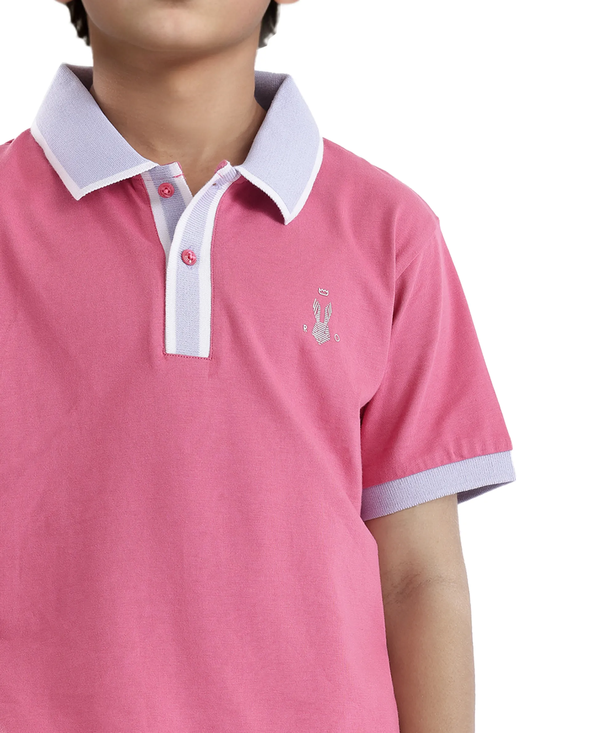 Rare Ones Kids Larn Flouroscent Pink Cotton Short Sleeve Hd Print Polo - Image 5