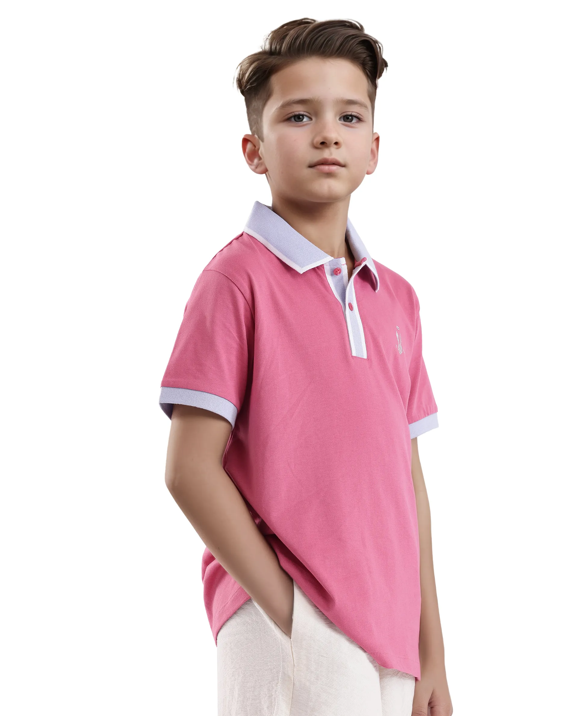Rare Ones Kids Larn Flouroscent Pink Cotton Short Sleeve Hd Print Polo - Image 6