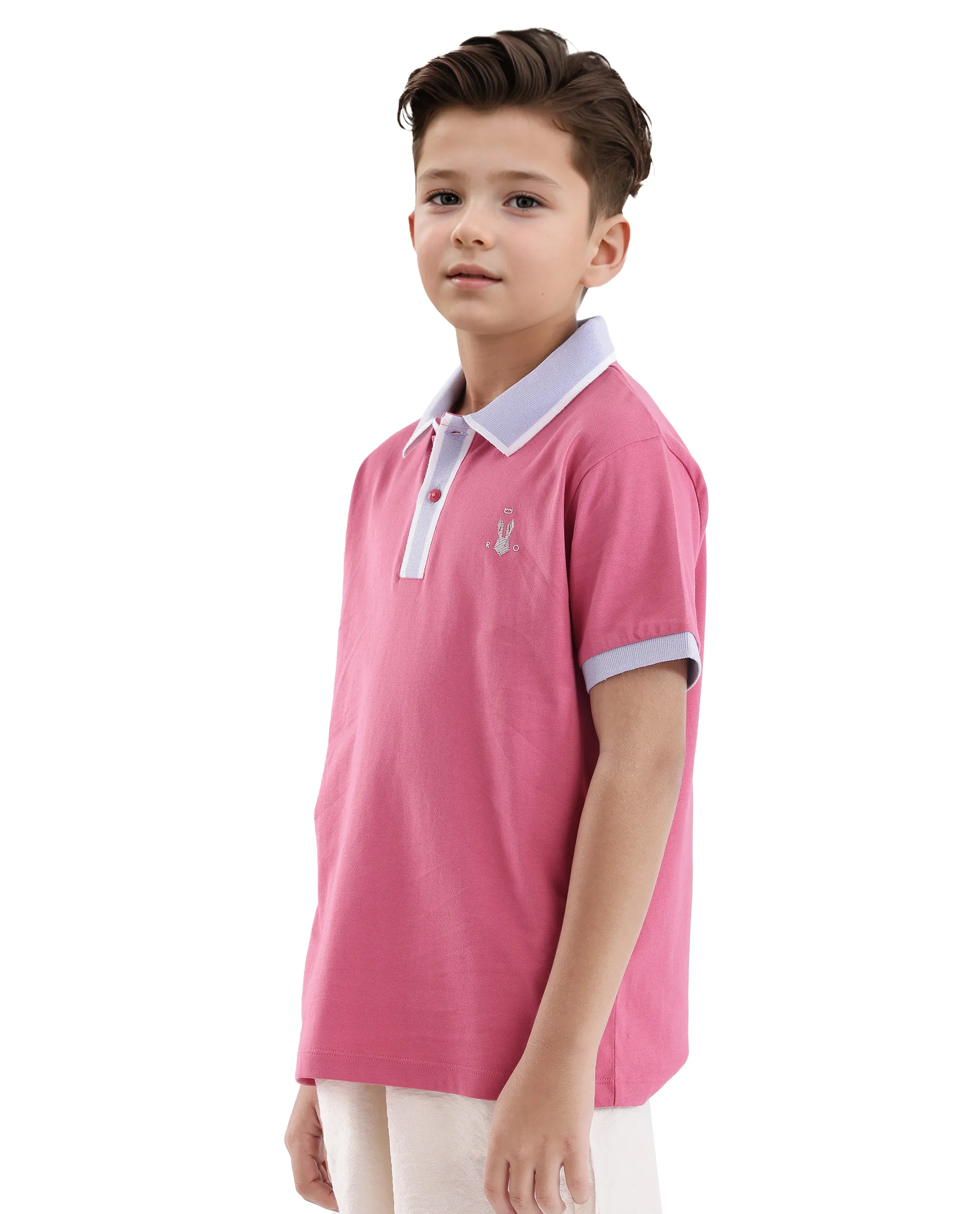 Rare Ones Kids Larn Flouroscent Pink Cotton Short Sleeve Hd Print Polo - Image 7