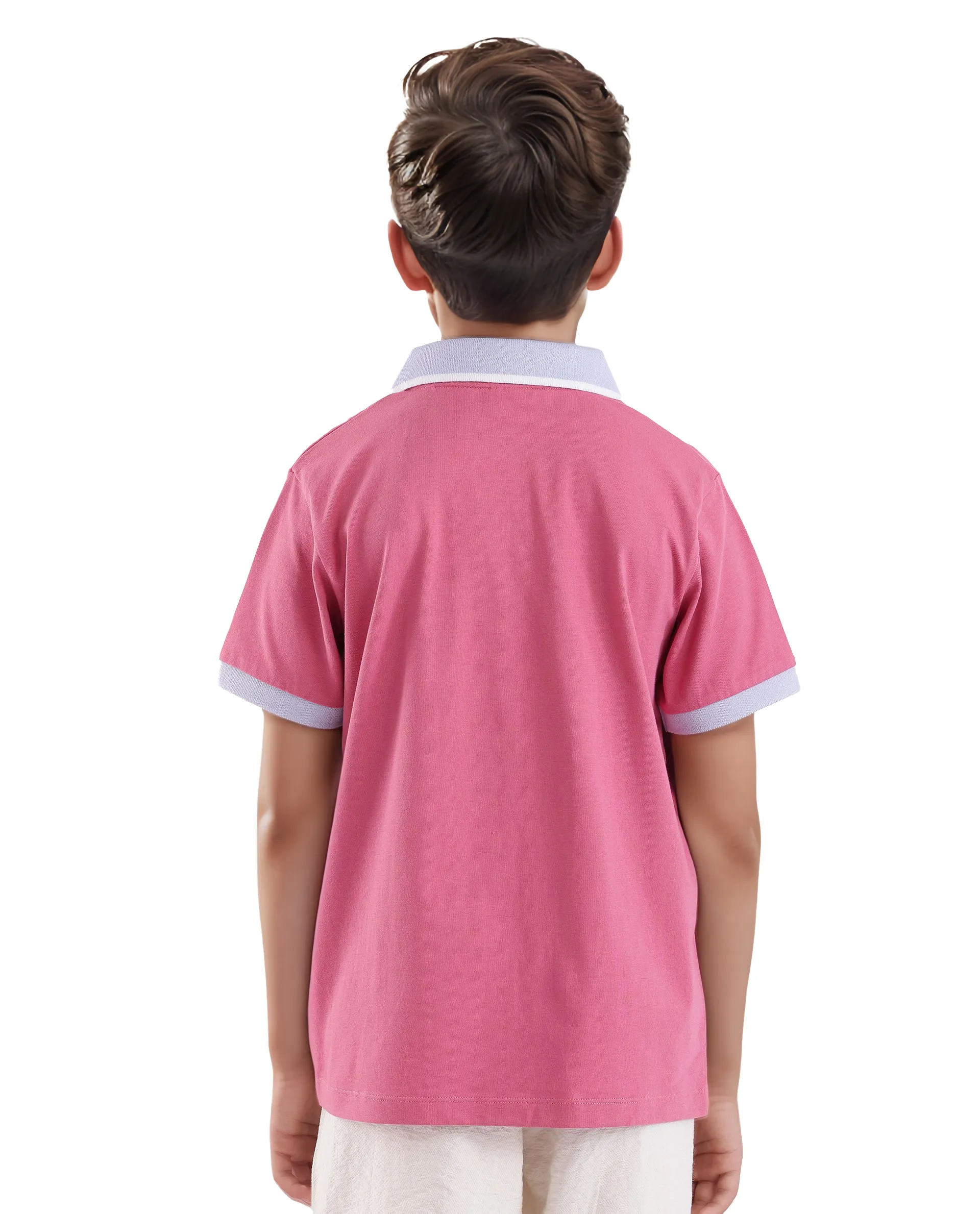 Rare Ones Kids Larn Flouroscent Pink Cotton Short Sleeve Hd Print Polo - Image 8