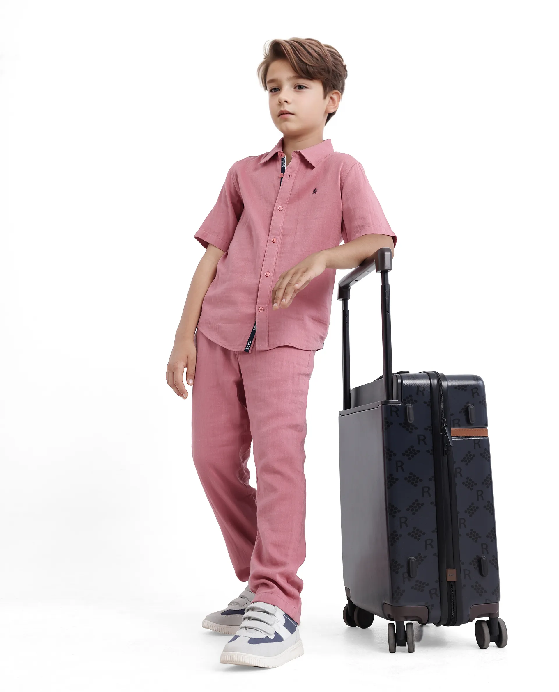Rare Ones Kids Layerr Hs-K Dusky Pink Cotton Half Sleeve Spread Collar Solid Shirt - Image 3
