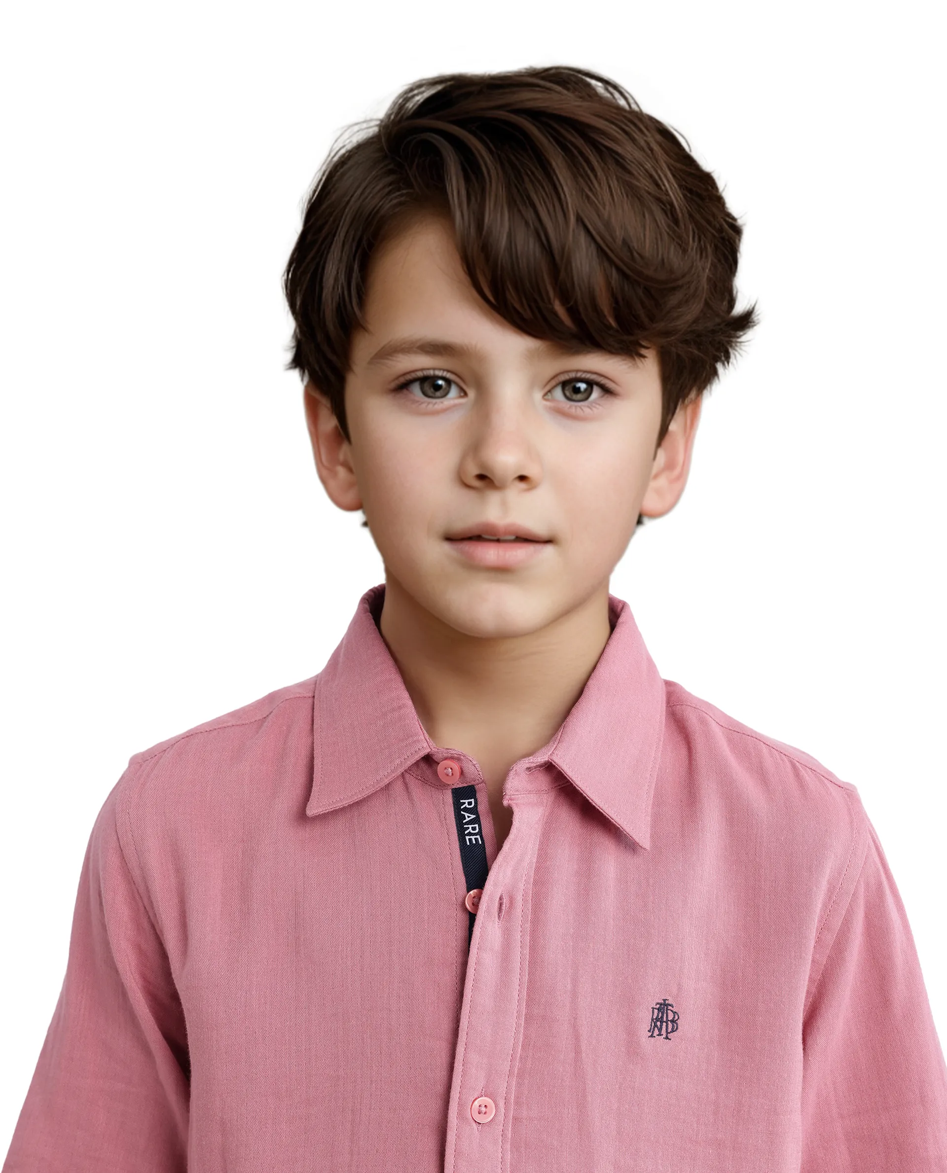 Rare Ones Kids Layerr Hs-K Dusky Pink Cotton Half Sleeve Spread Collar Solid Shirt - Image 4