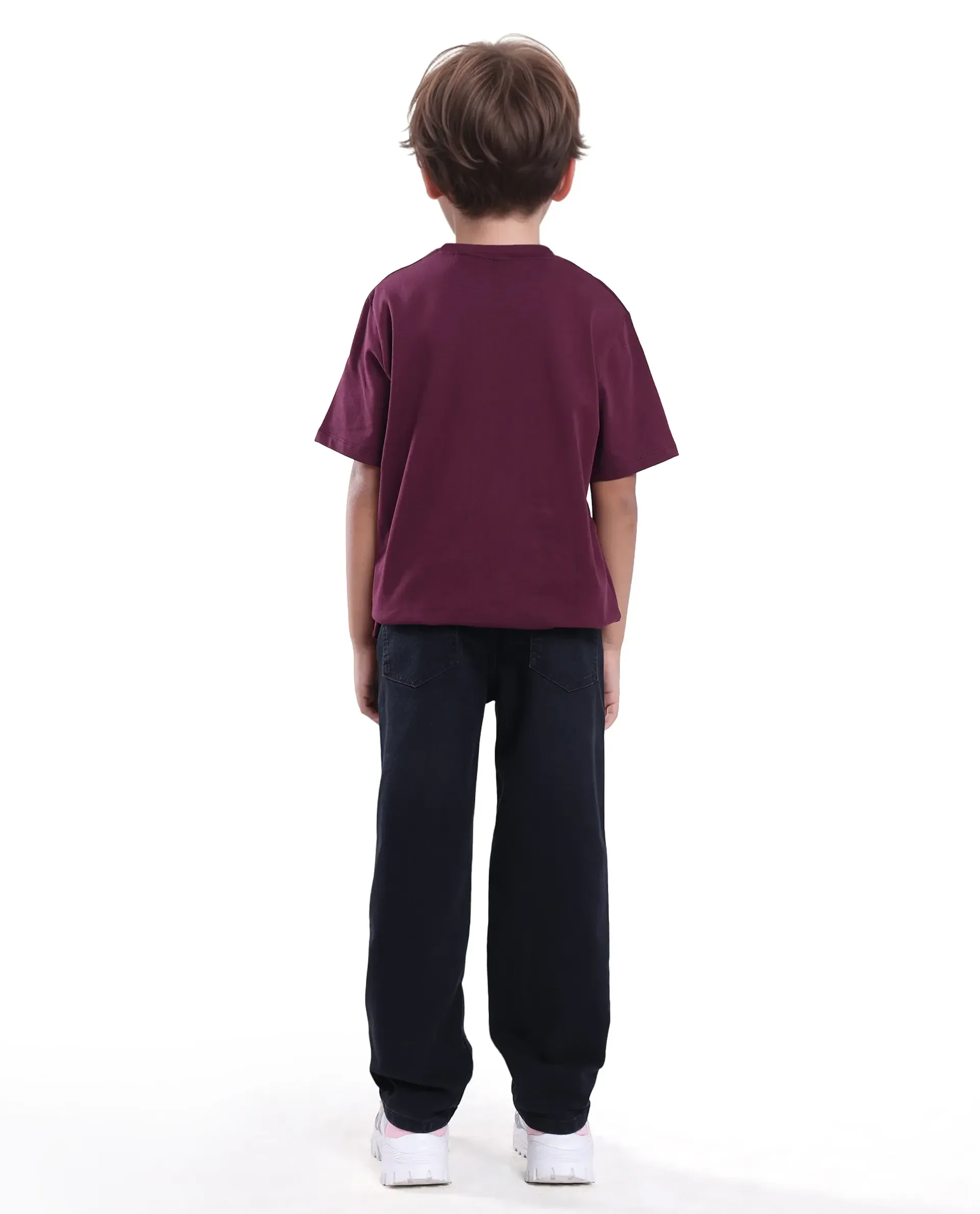 Rare Ones Kids Lea Black Cotton Solid Button And Zip Closure Wide Leg Fit Jeans - Image 6