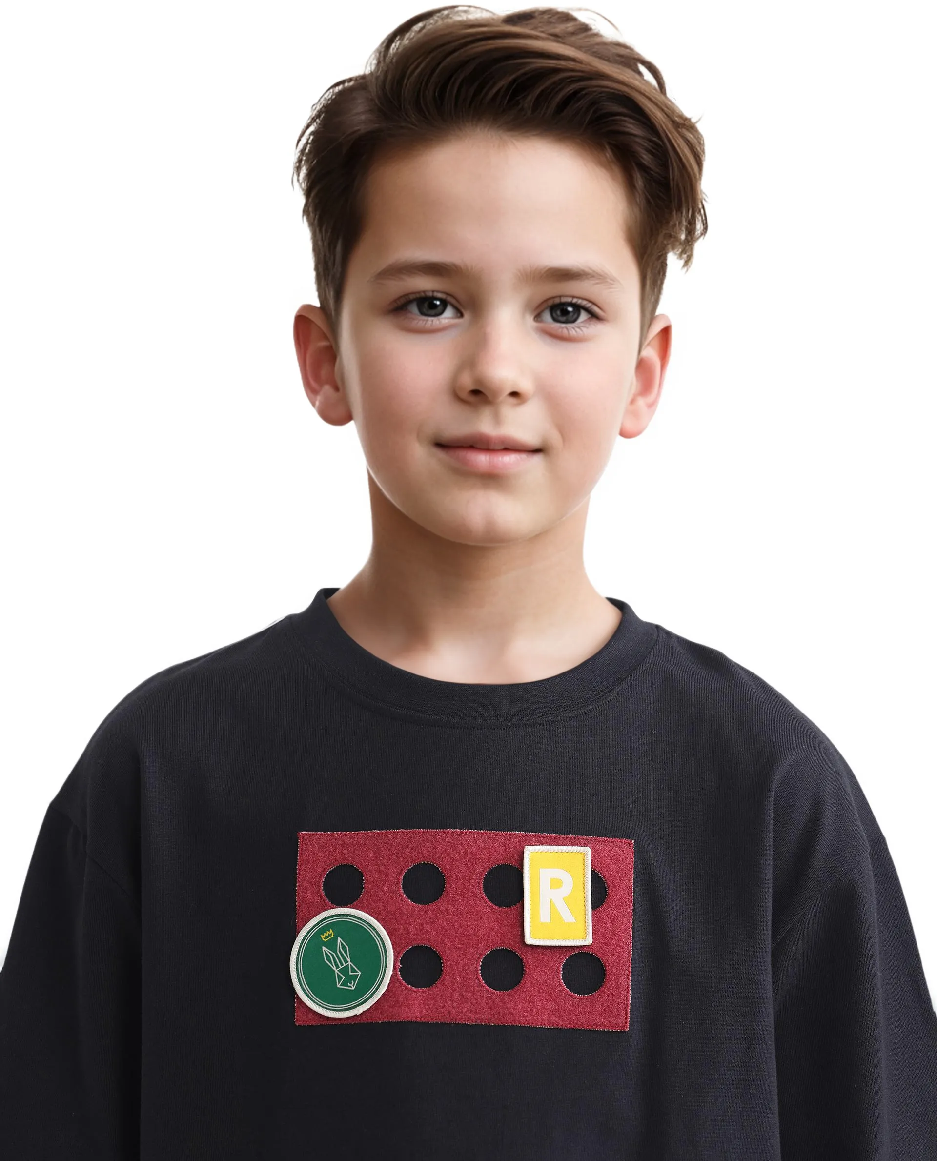 Rare Ones Kids Legun Black Cotton Short Sleeve Crew Neck Boxy Solid T-Shirt - Image 4
