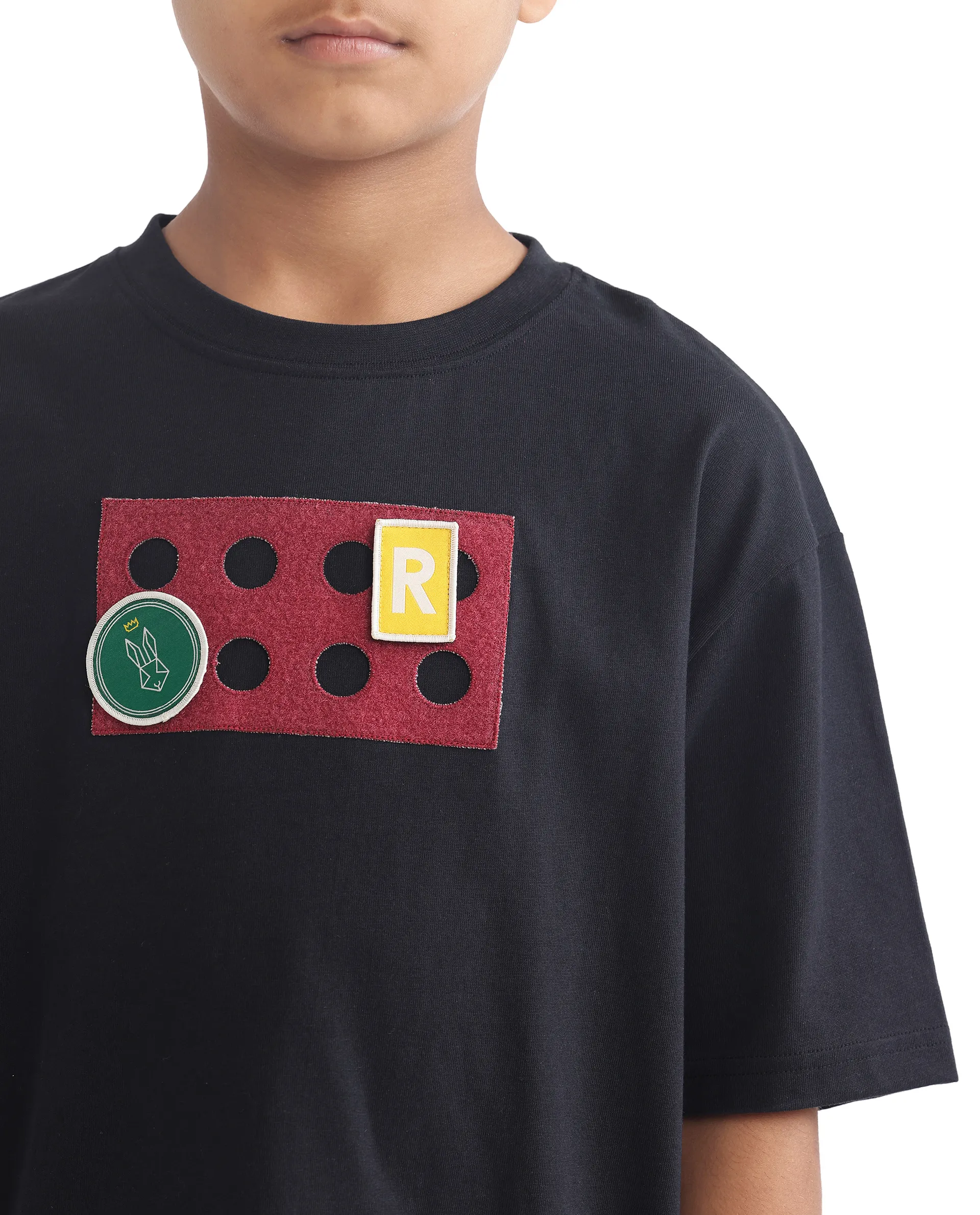 Rare Ones Kids Legun Black Cotton Short Sleeve Crew Neck Boxy Solid T-Shirt - Image 5