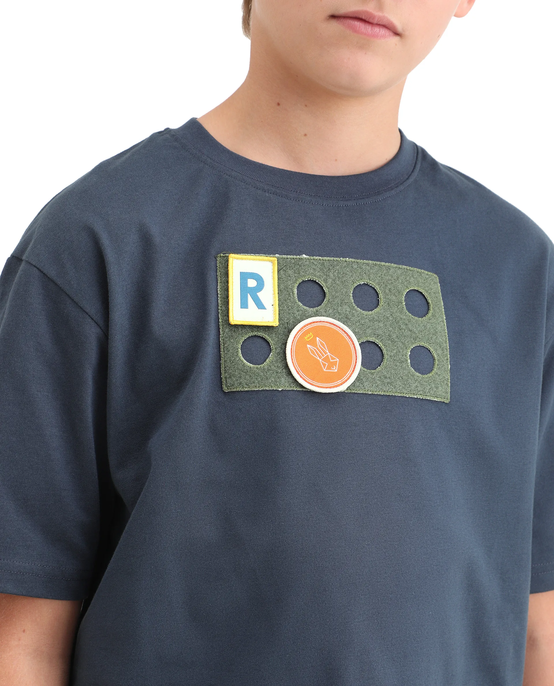 Rare Ones Kids Legun Navy Cotton Short Sleeve Crew Neck Boxy Solid T-Shirt - Image 4