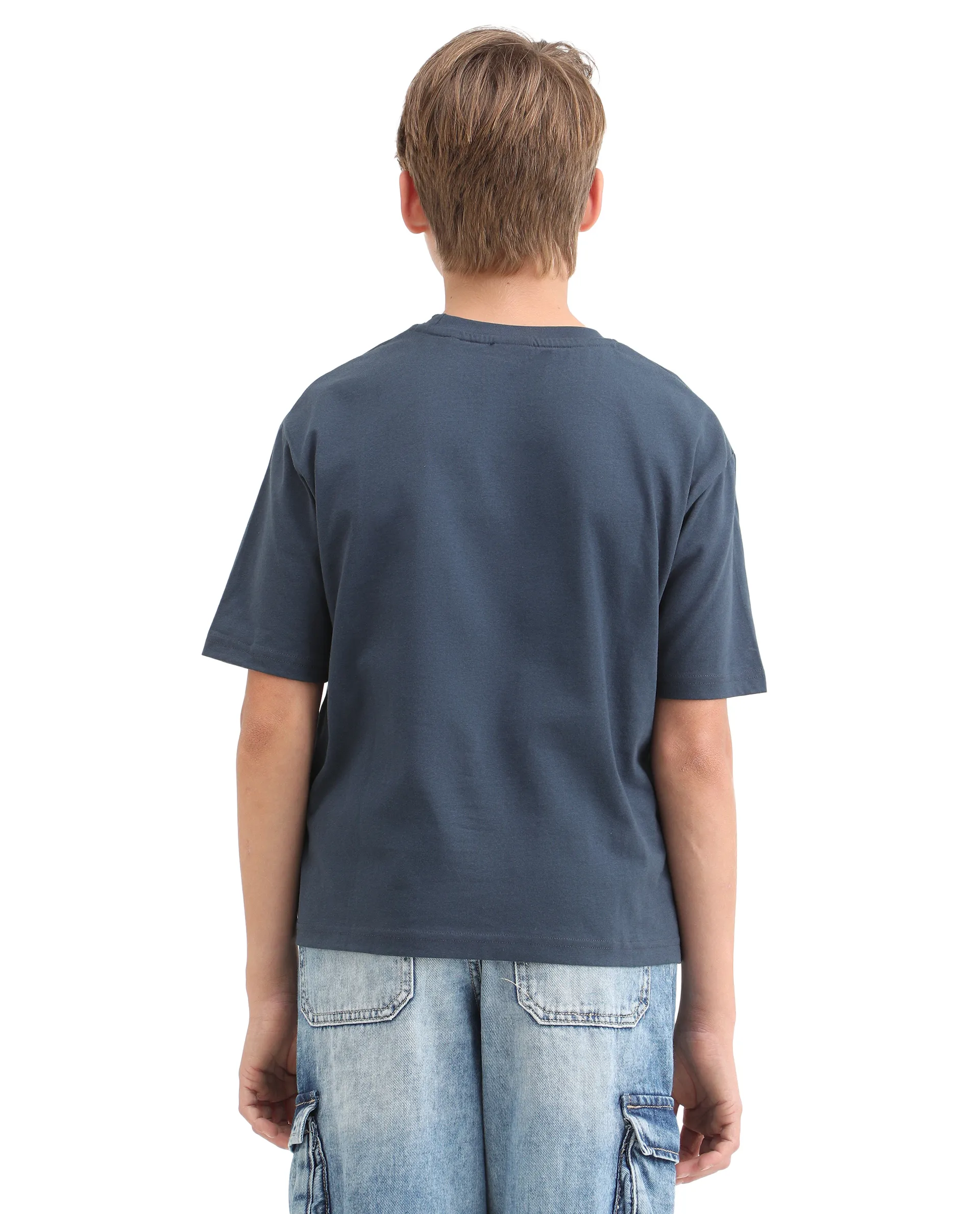 Rare Ones Kids Legun Navy Cotton Short Sleeve Crew Neck Boxy Solid T-Shirt - Image 8