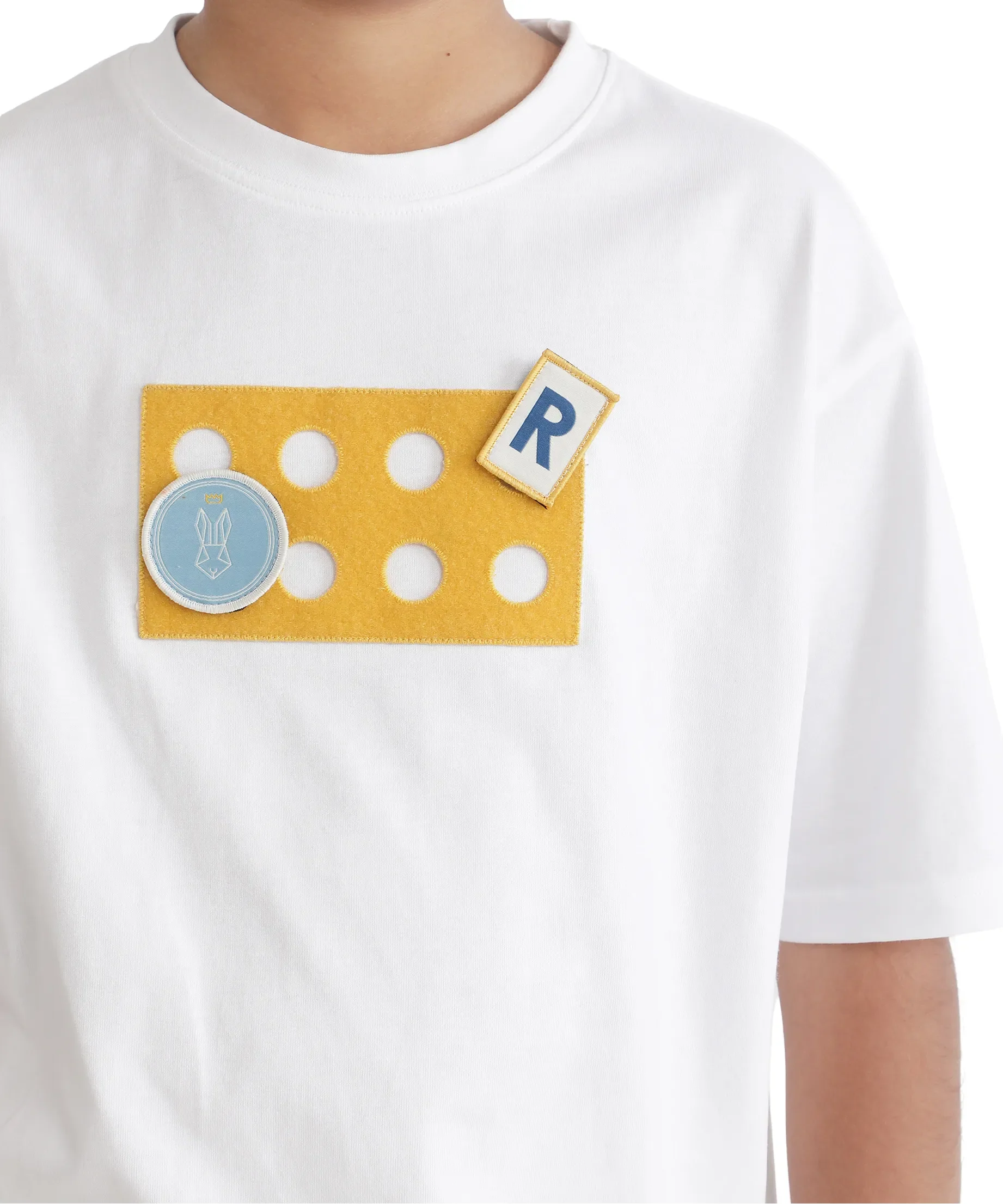 Rare Ones Kids Legun White Cotton Short Sleeve Crew Neck Boxy Solid T-Shirt - Image 3