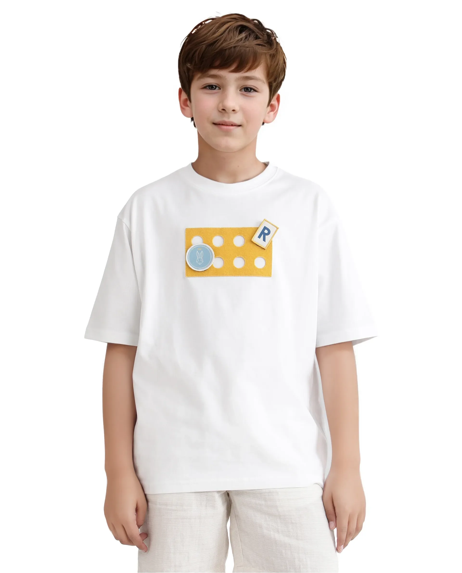 Rare Ones Kids Legun White Cotton Short Sleeve Crew Neck Boxy Solid T-Shirt - Image 6