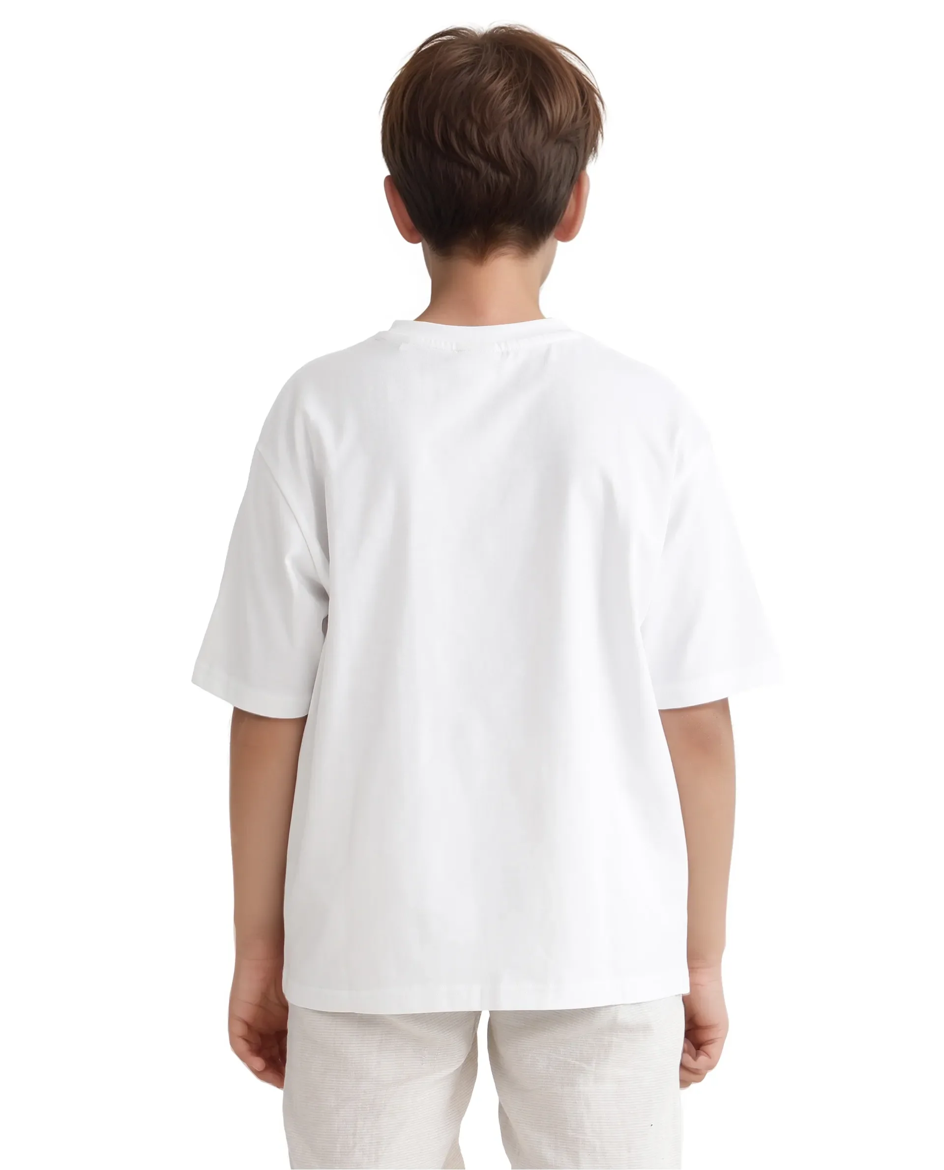 Rare Ones Kids Legun White Cotton Short Sleeve Crew Neck Boxy Solid T-Shirt - Image 8