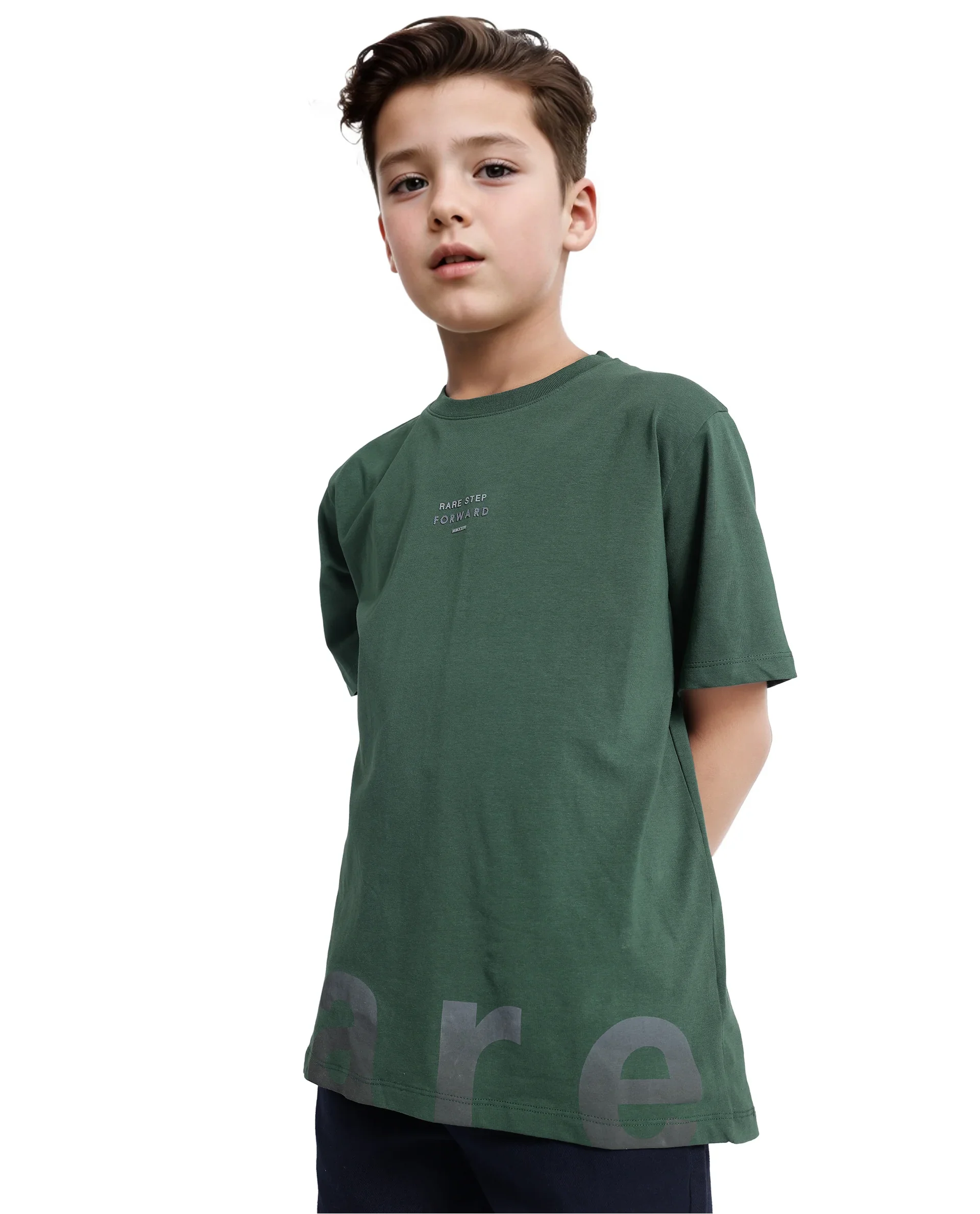 Rare Ones Kids Letz Green Cotton Short Sleeve Crew Neck Printed T-Shirt - Image 5